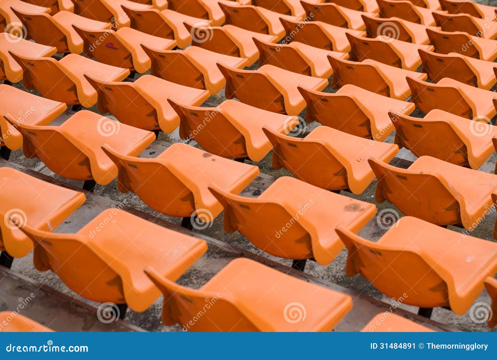 Seat grandstand orange watch the games inside the stadium. Bangkok thailand