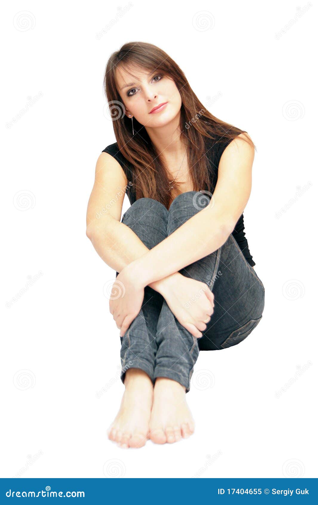 Seated girl. stock image. Image of sitting, female, white - 17404655