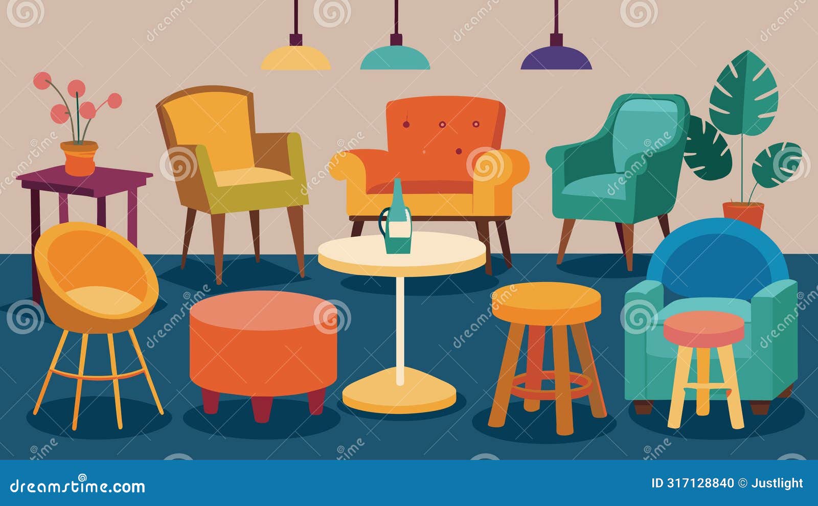 the seating options are a mix of mismatched chairs plush couches and bar stools giving the interior a bohemian feel