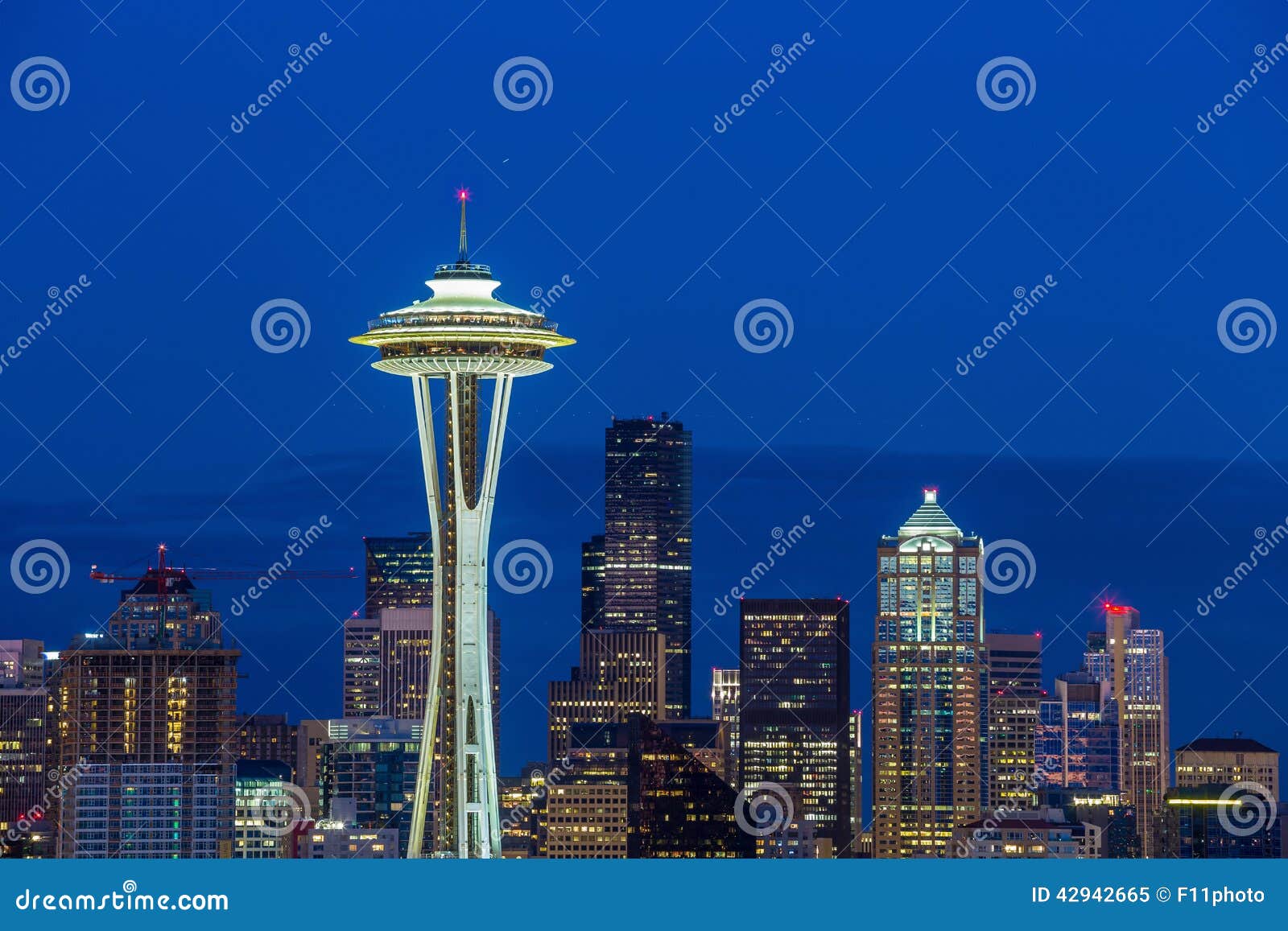 Seattle Skyline Panorama At Sunset As Seen From Kerry Park Editorial