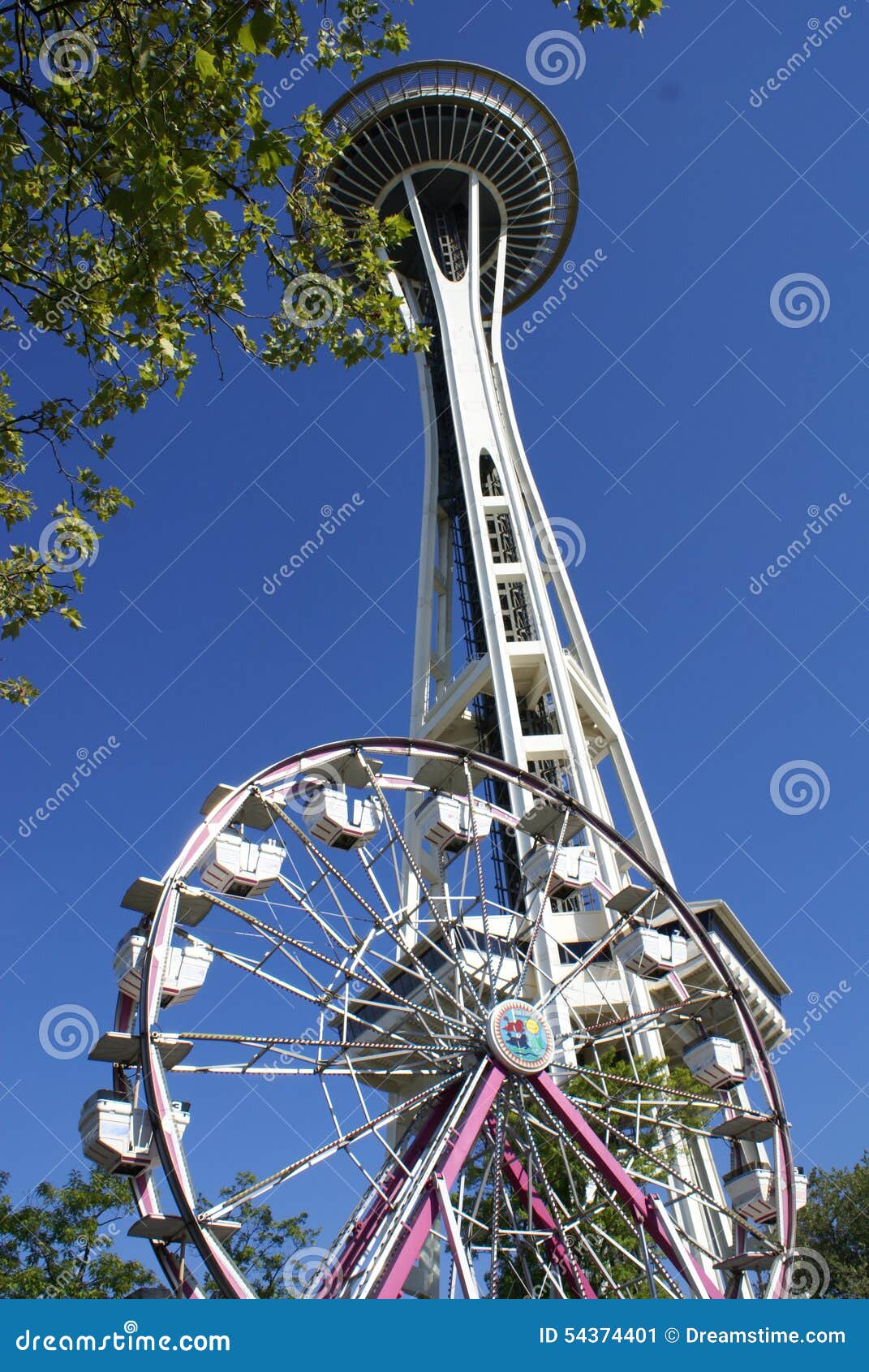 Seattle Space Needle and Ferris Wheel Editorial Photo Image of travel