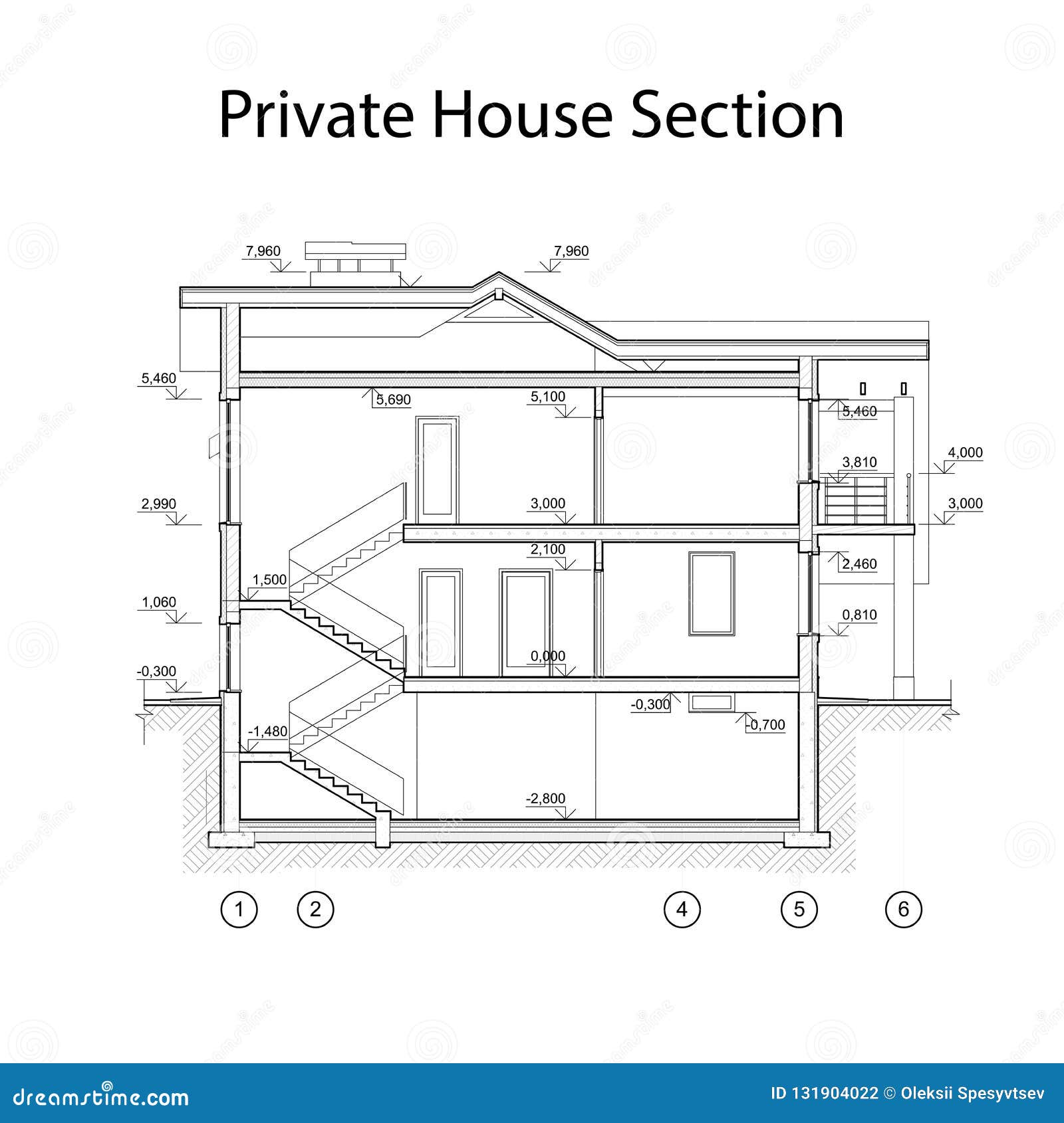 Sección Privada De La Casa, Dibujo Técnico Arquitectónico Detallado, Del Vector del Vector - Ilustración de detallado, unidad: