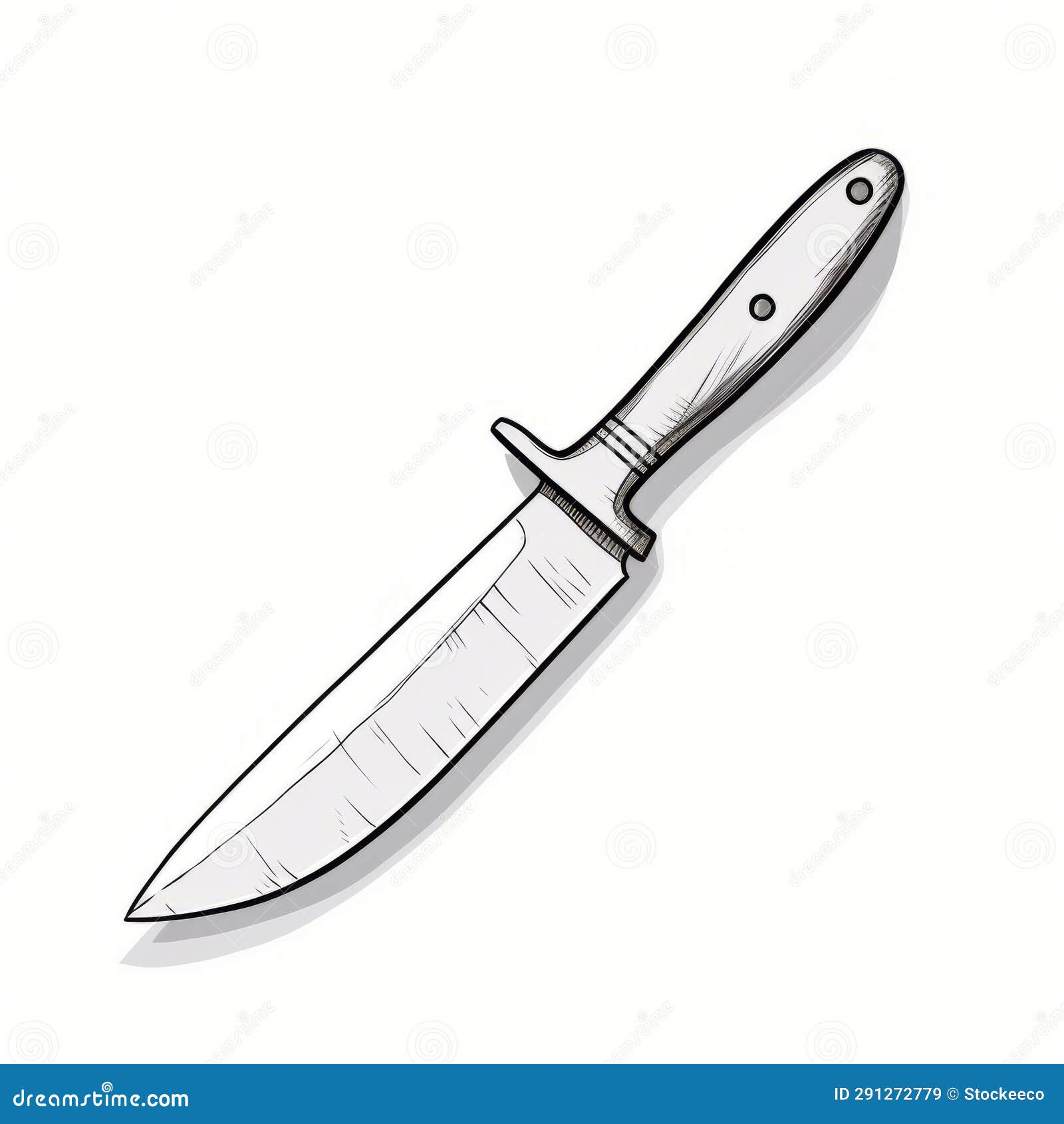 Secessionist Style Knife Drawing on White Background Stock Illustration