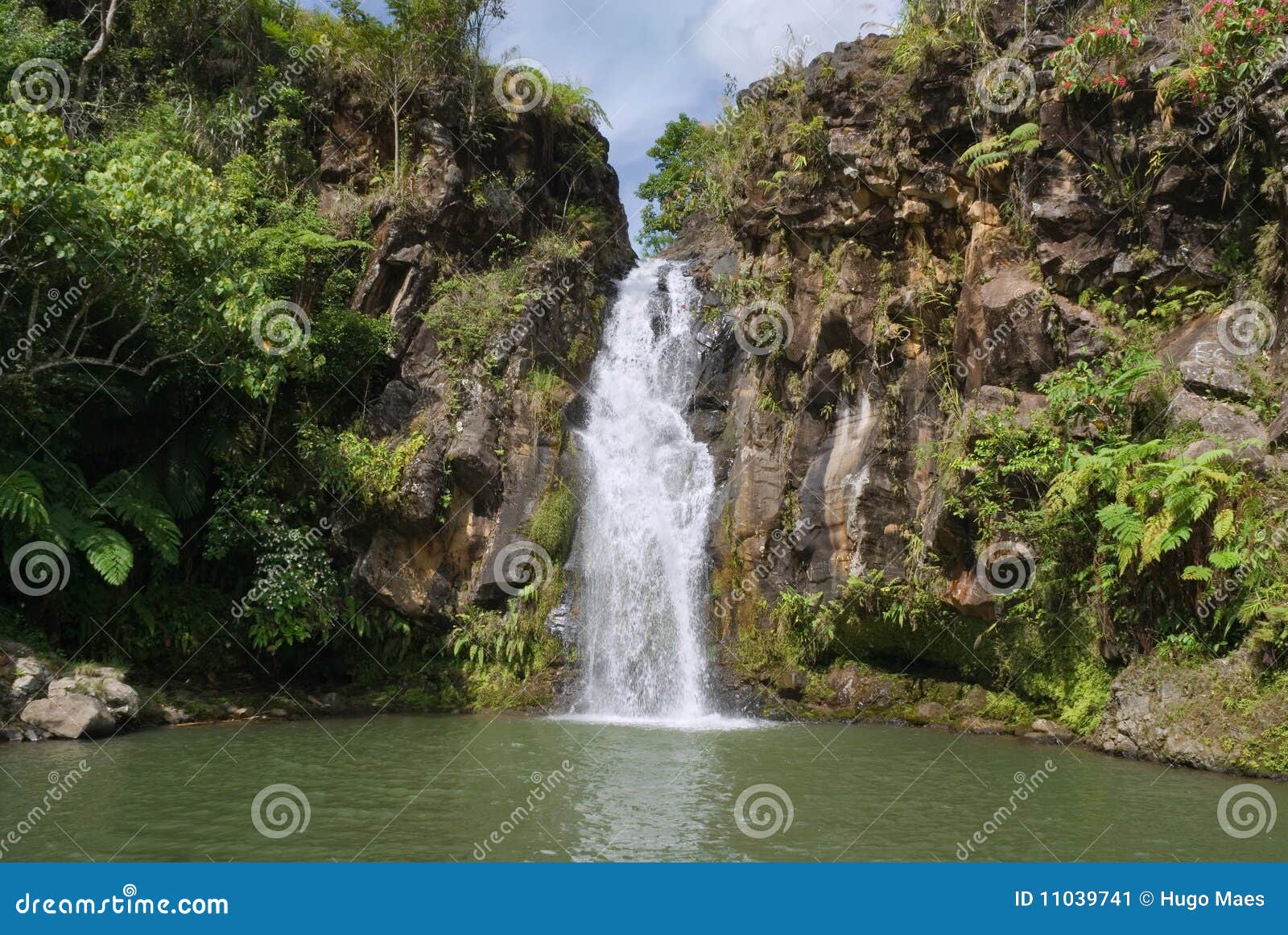 secluded tropical waterfall