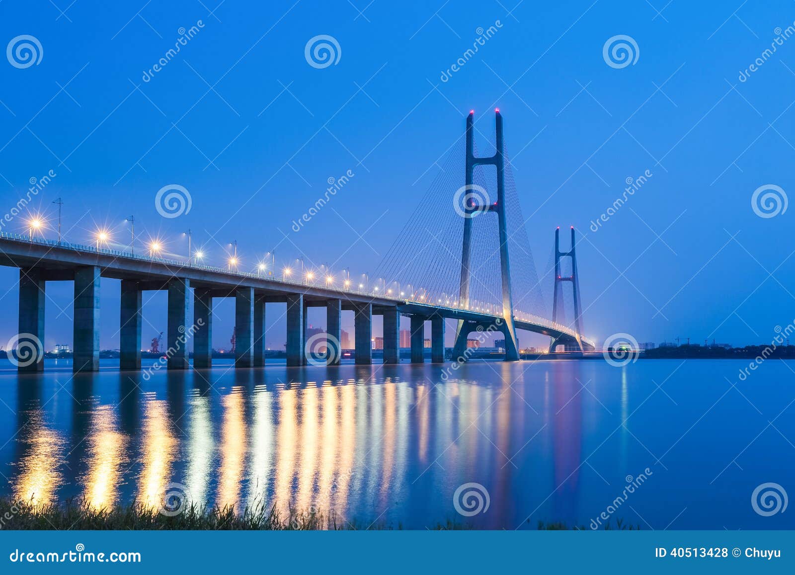 The Second Bridge of Jiujiang at Night Stock Photo Image of highway