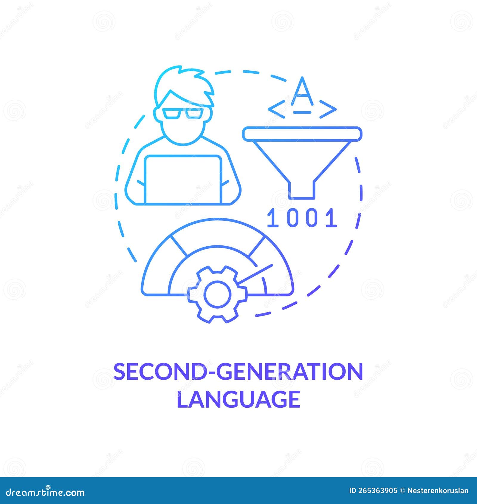 Secondgeneration Programming Language Blue Gradient Concept Icon Stock