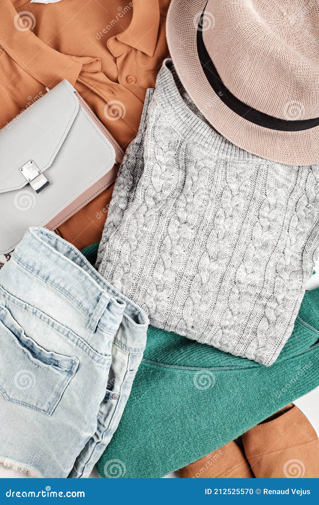 Second Hand Wardrobe Idea. Top View Over Woman Outfit. Stock Photo ...
