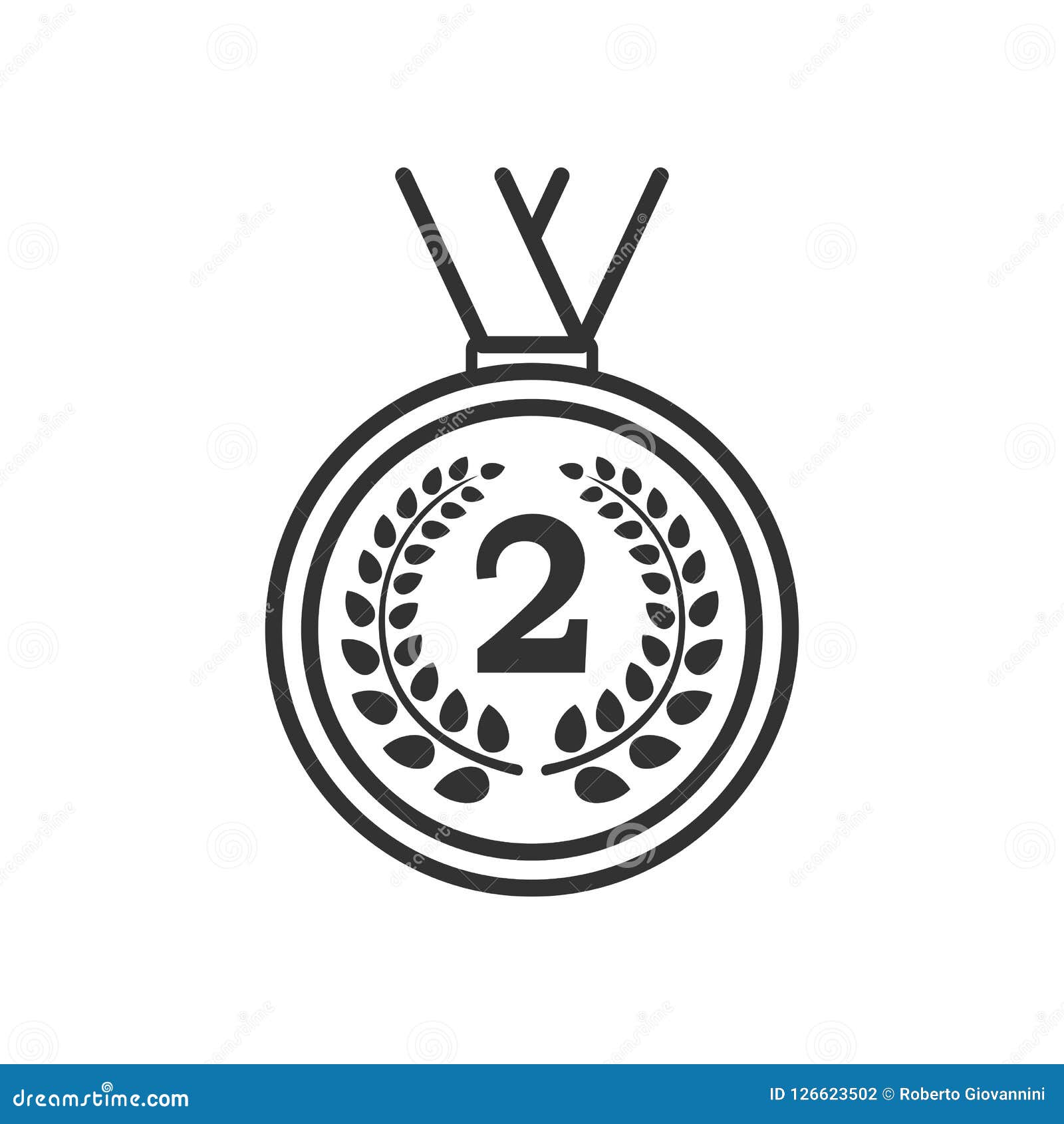 Second Place Medal Outline Icon On White Stock Vector Illustration Of Application Logo