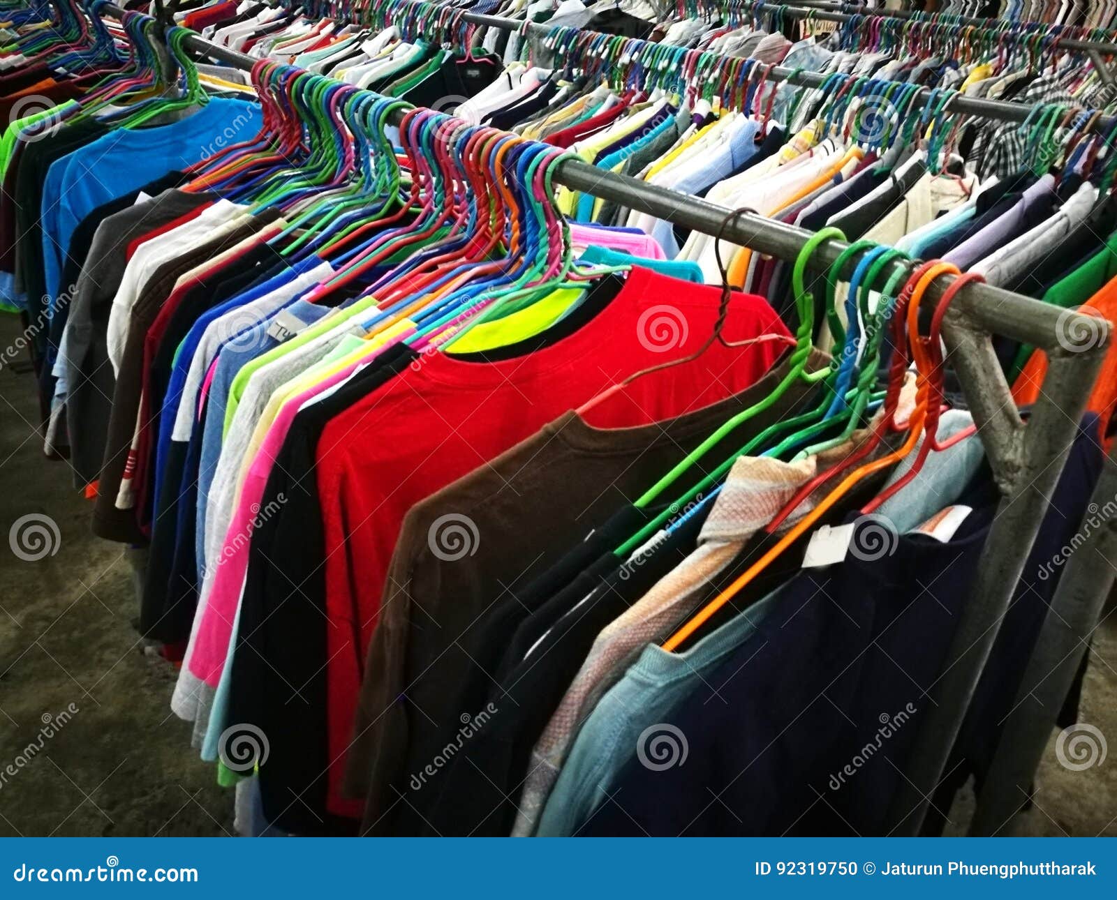 The Secondhand Clothes in the Market Stock Photo - Image of colorful ...