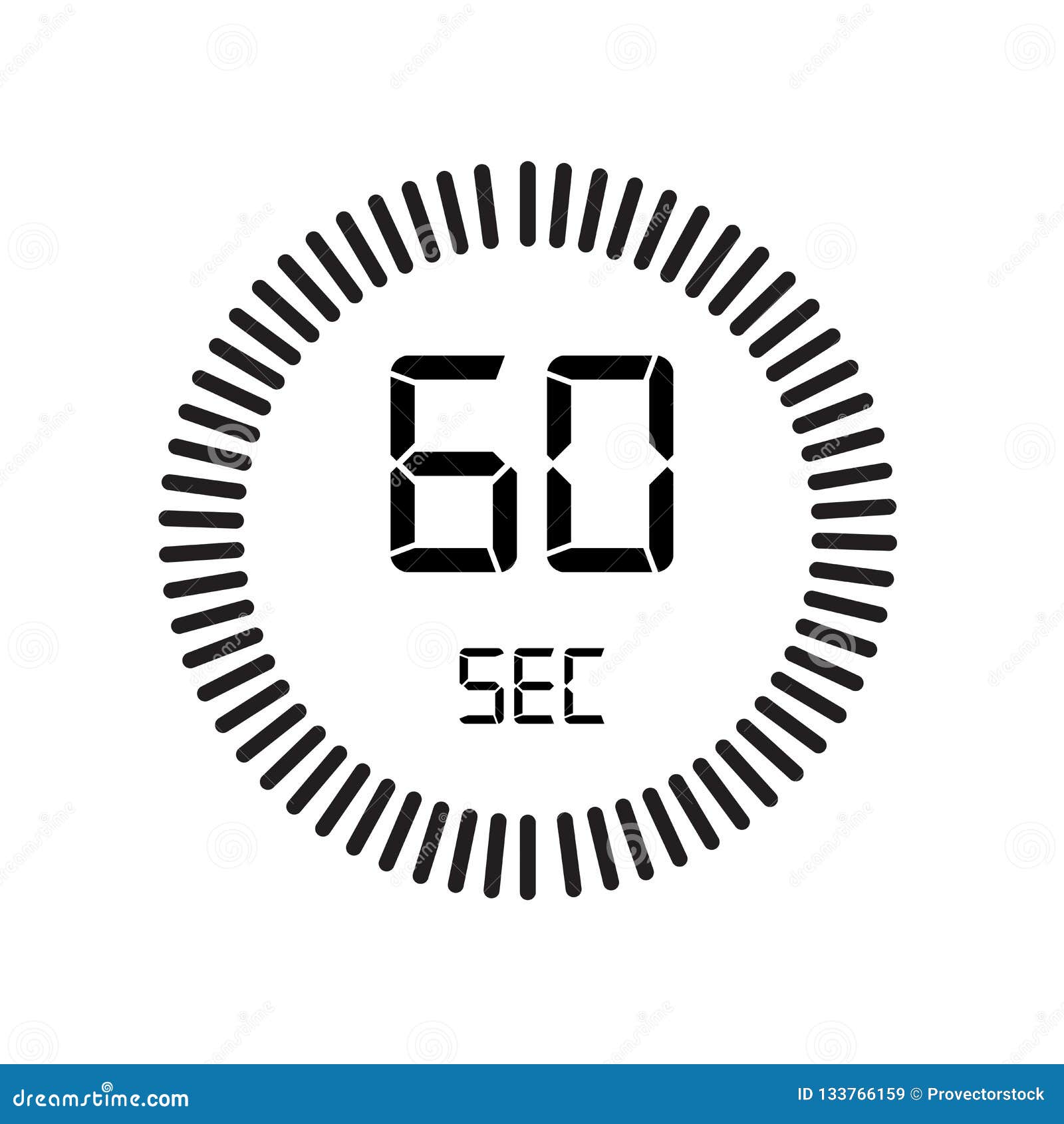 The 60 Seconds Digital Timer. Clock and Watch, Countdown Symbol Isolated on White Background, Stopwatch Vector Icon Stock Vector - Illustration of graphic, 133766159