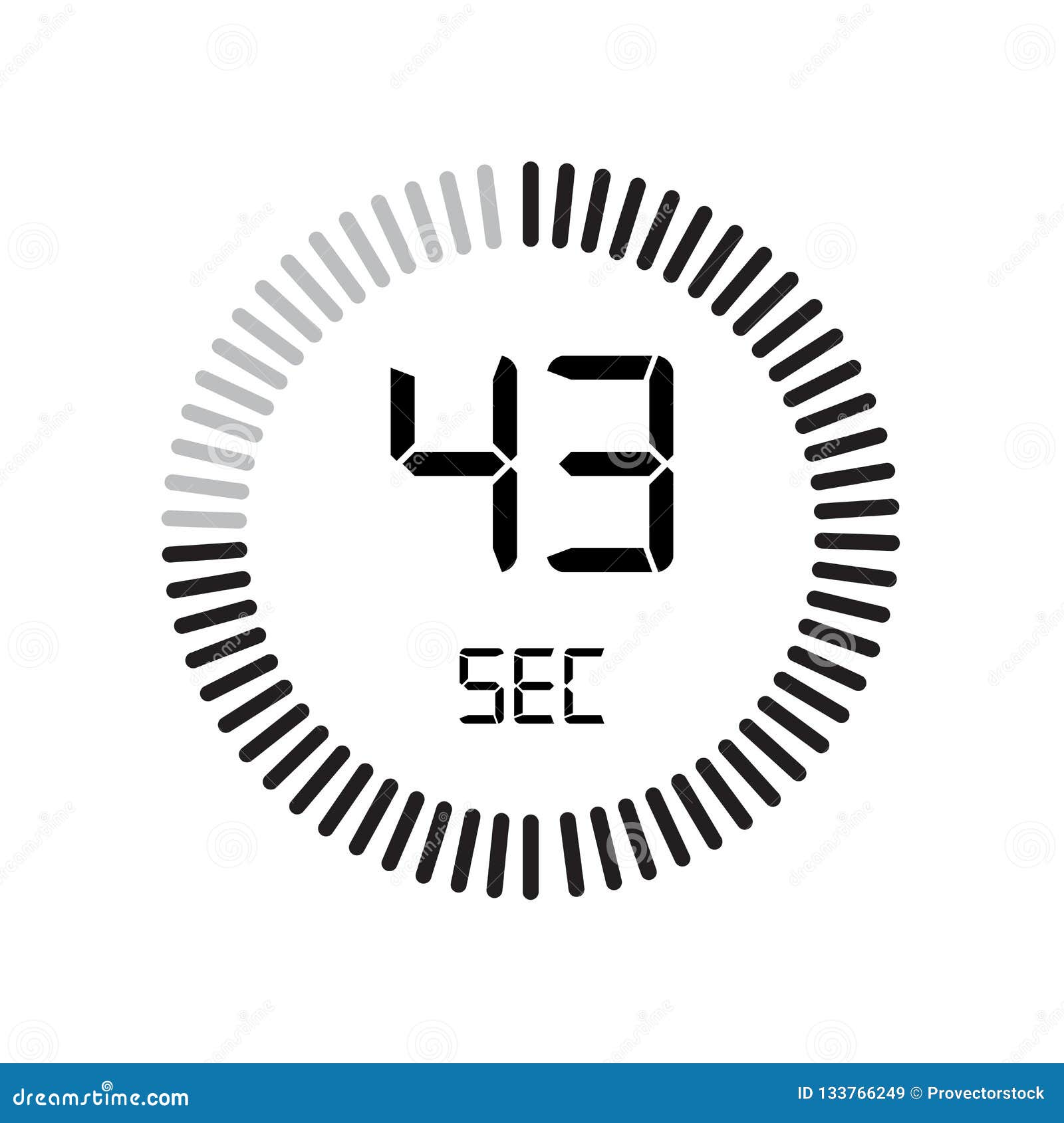 The 60 seconds icon, digital timer. clock and watch, timer, countdown  symbol isolated on white background, stopwatch vector icon Stock Vector