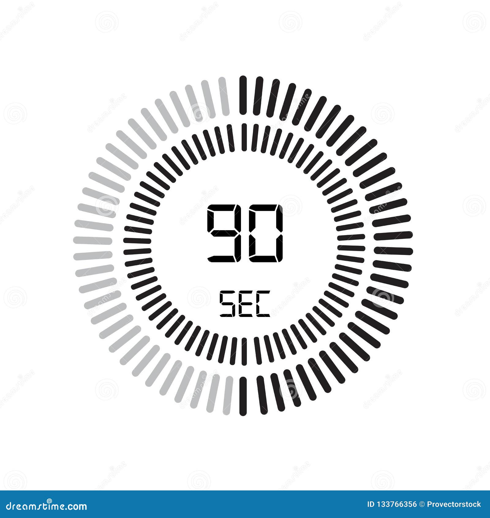 the 90 seconds icon, digital timer. clock and watch, timer, countdown   on white background, stopwatch  icon