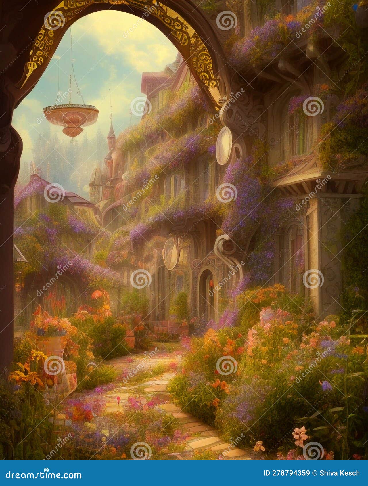 Secret Garden Flowers And Peace Path To Heaven Stock Illustration Secret Garden Flowers And Peace Path To Heaven Stock Illustration
