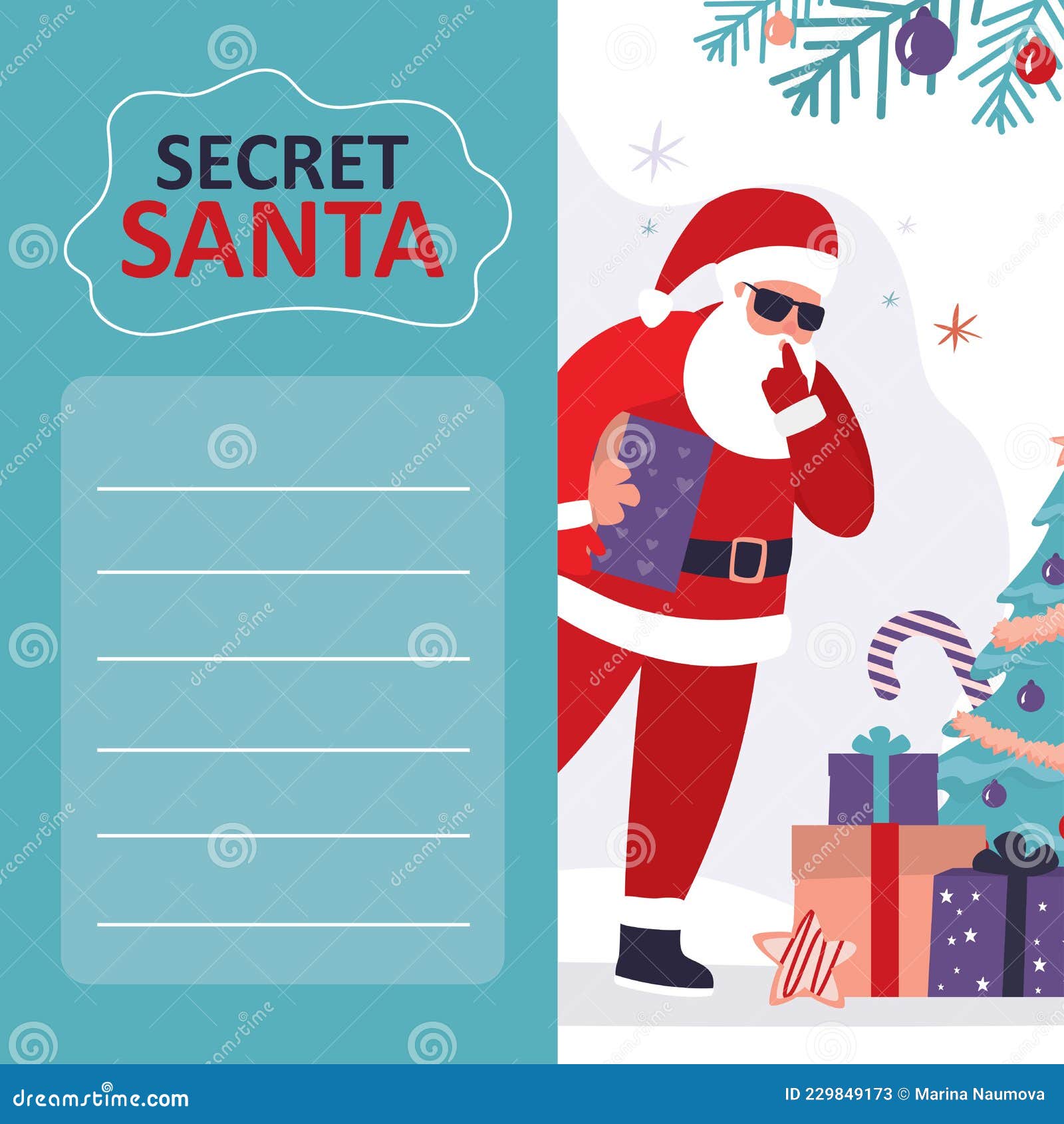 Secret Santa Printable Banner. Christmas Greeting Card with Santa Claus  Stock Vector - Illustration of celebration, business: 229849173