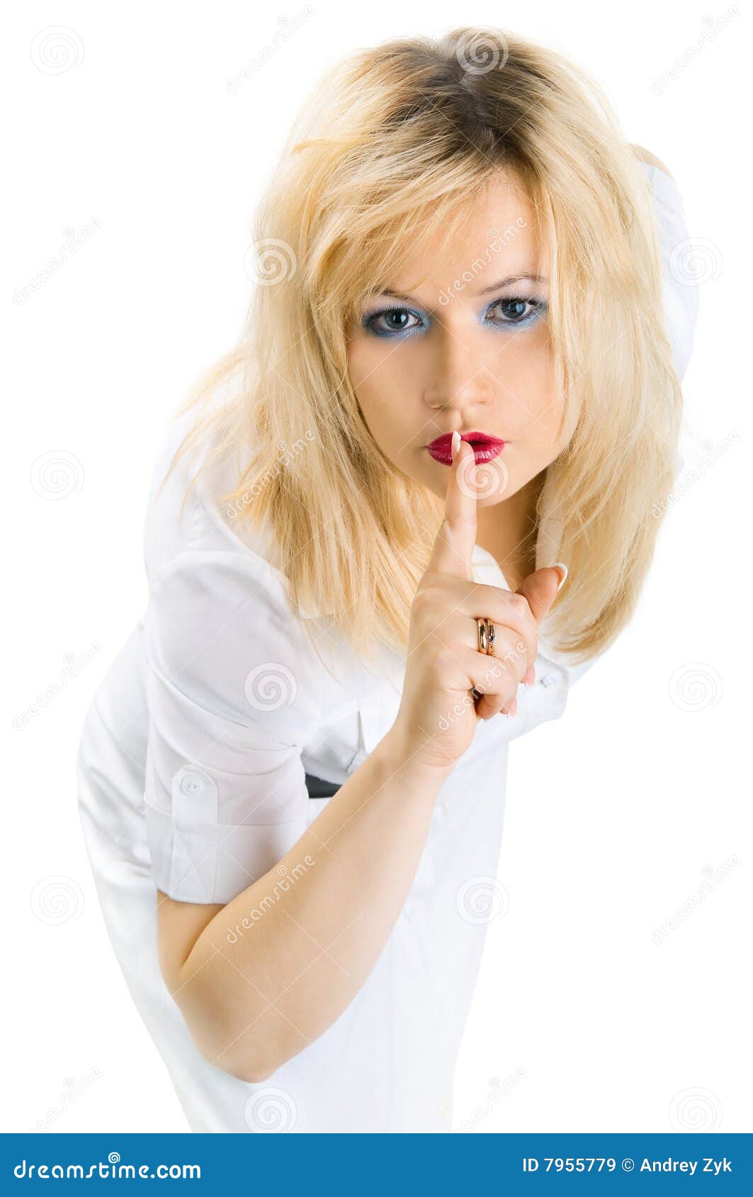 secret. woman shows hush