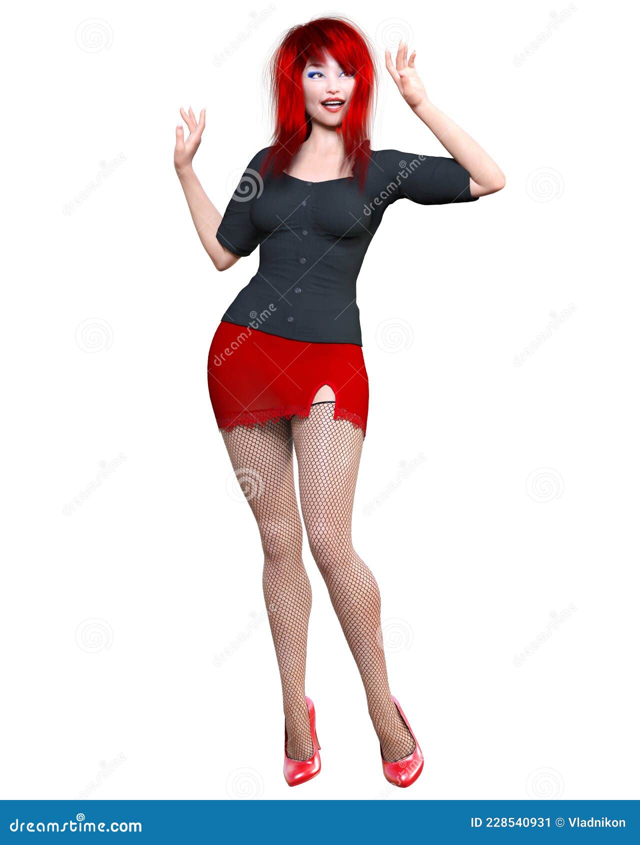 Secretaria Japonesa Sexy En Minifalda Y Caldo Stock de ilustración
