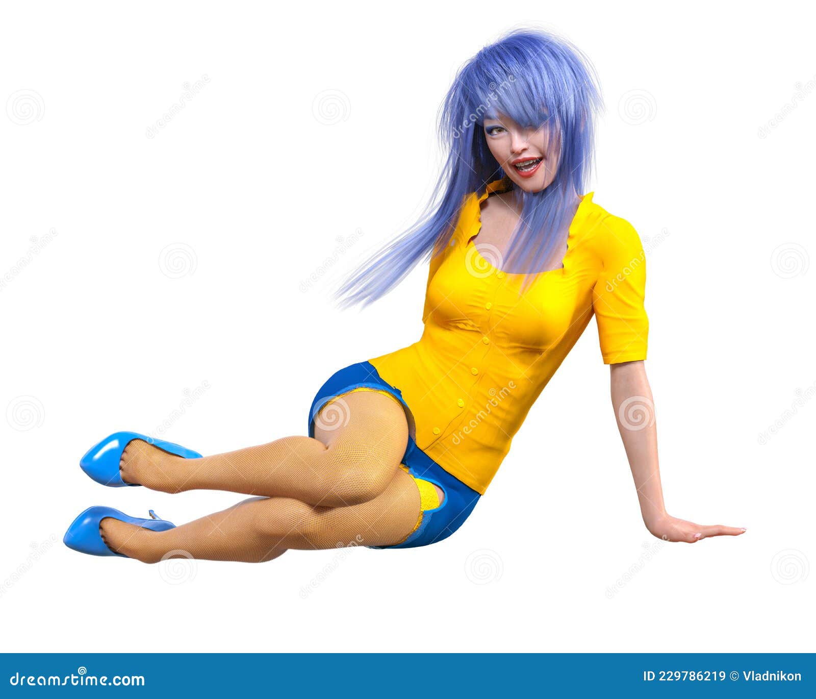 Secretaria Japonesa Sexy En Minifalda Y Caldo Stock de ilustración