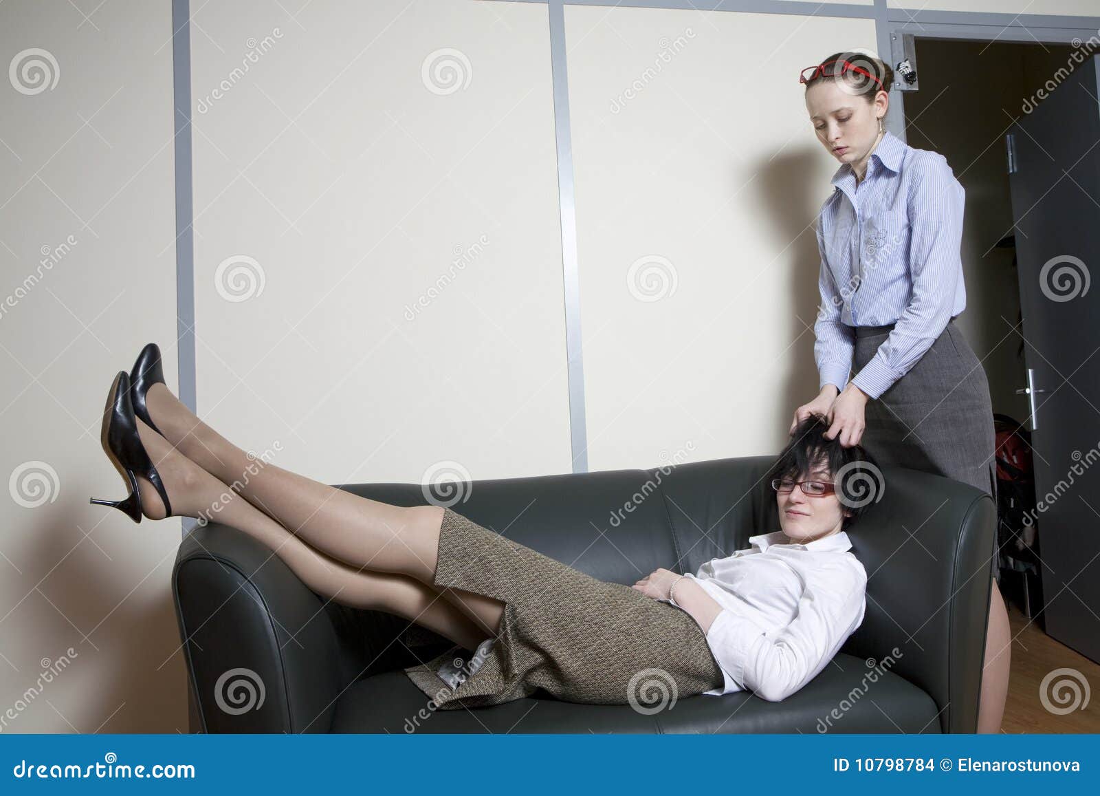 Secretary Make Massage Her Boss Stock Photo Image O