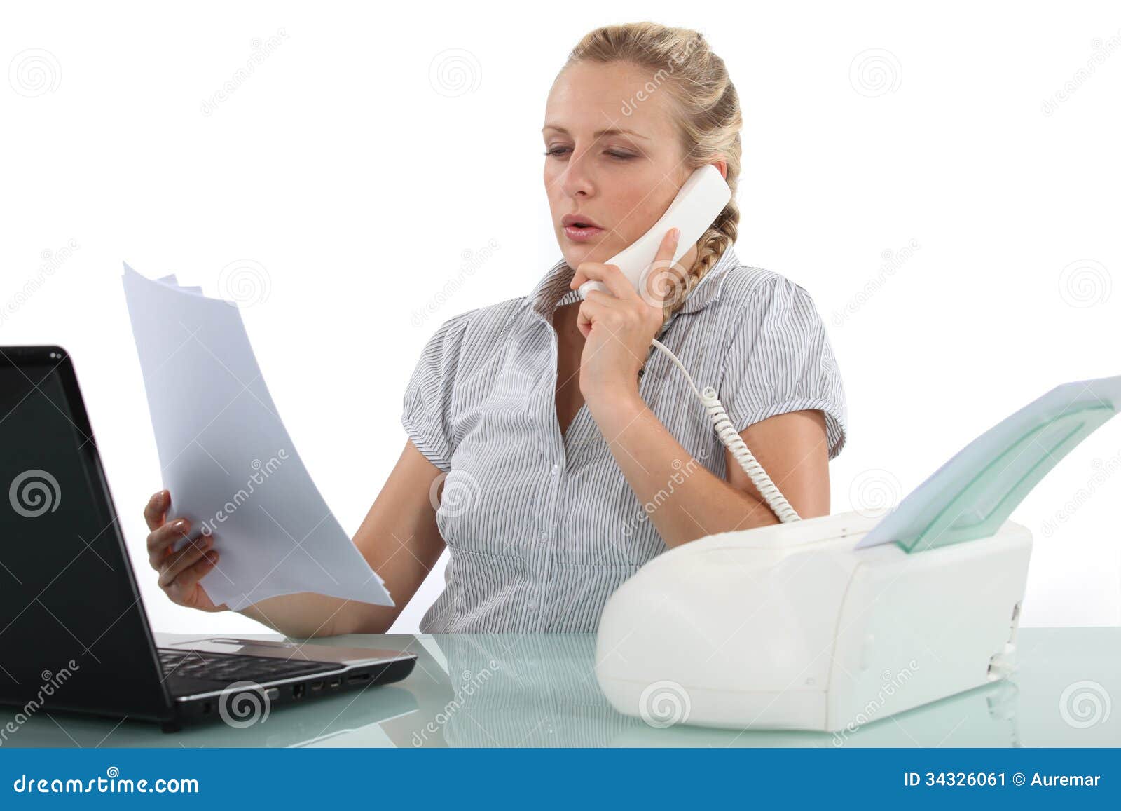 Secretary questioning a fax. Secretary questioning the validity of a fax