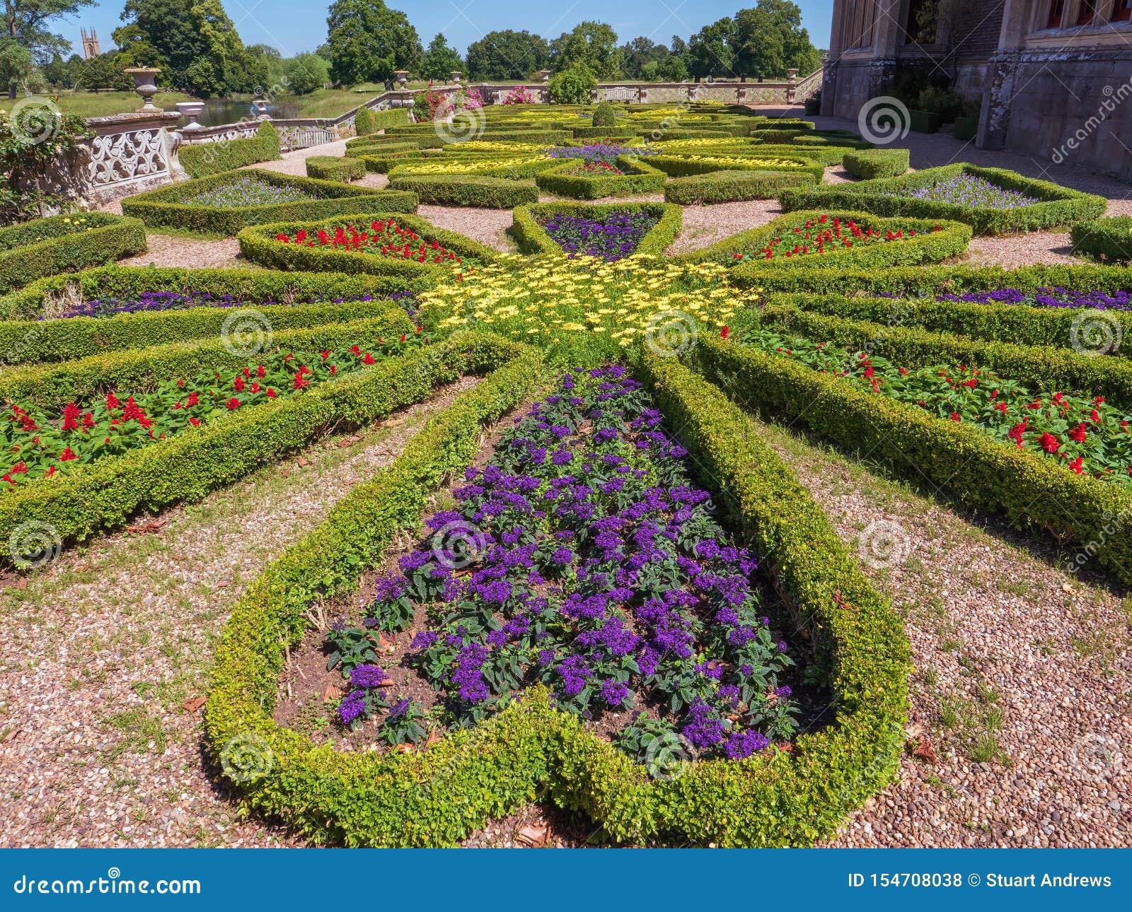 the parterre at charlecote house, warwickshire, england.