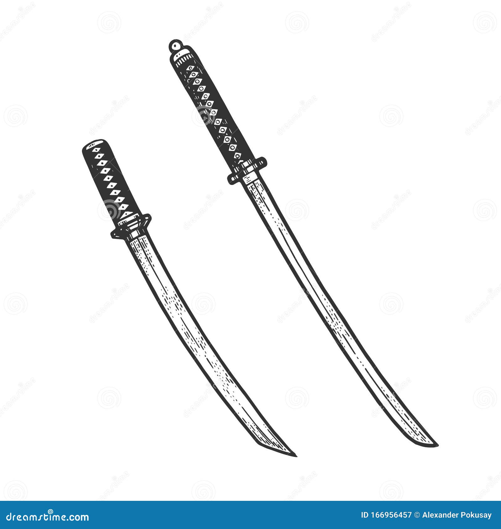 Secuencia Vectorial De Boceto De La Espada Japonesa Katana Y Wakizashi  Ilustración del Vector - Ilustración de asia, cuchillo: 166956457