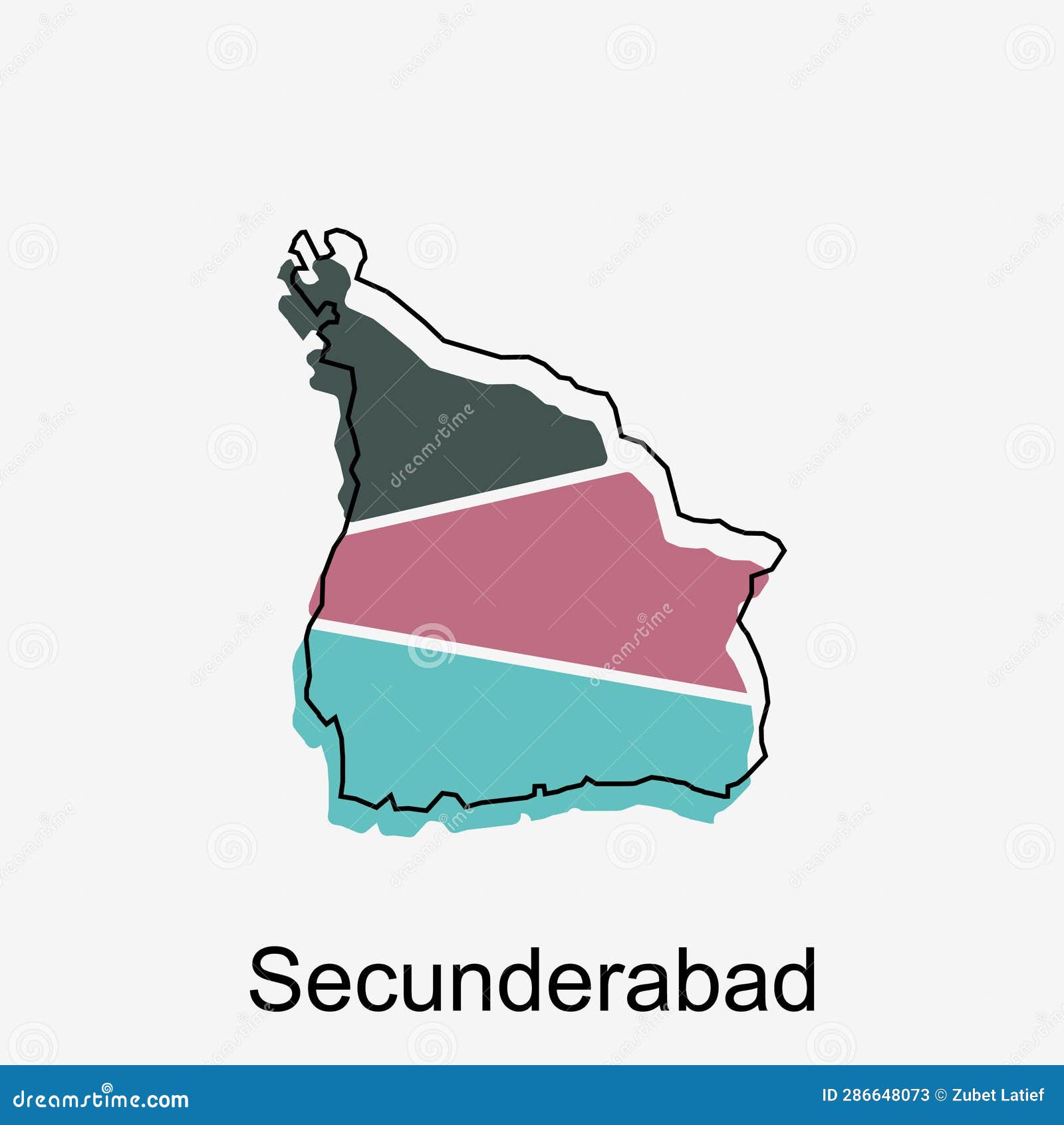 secunderabad city of india country map    template,  with outline graphic sketch style on white