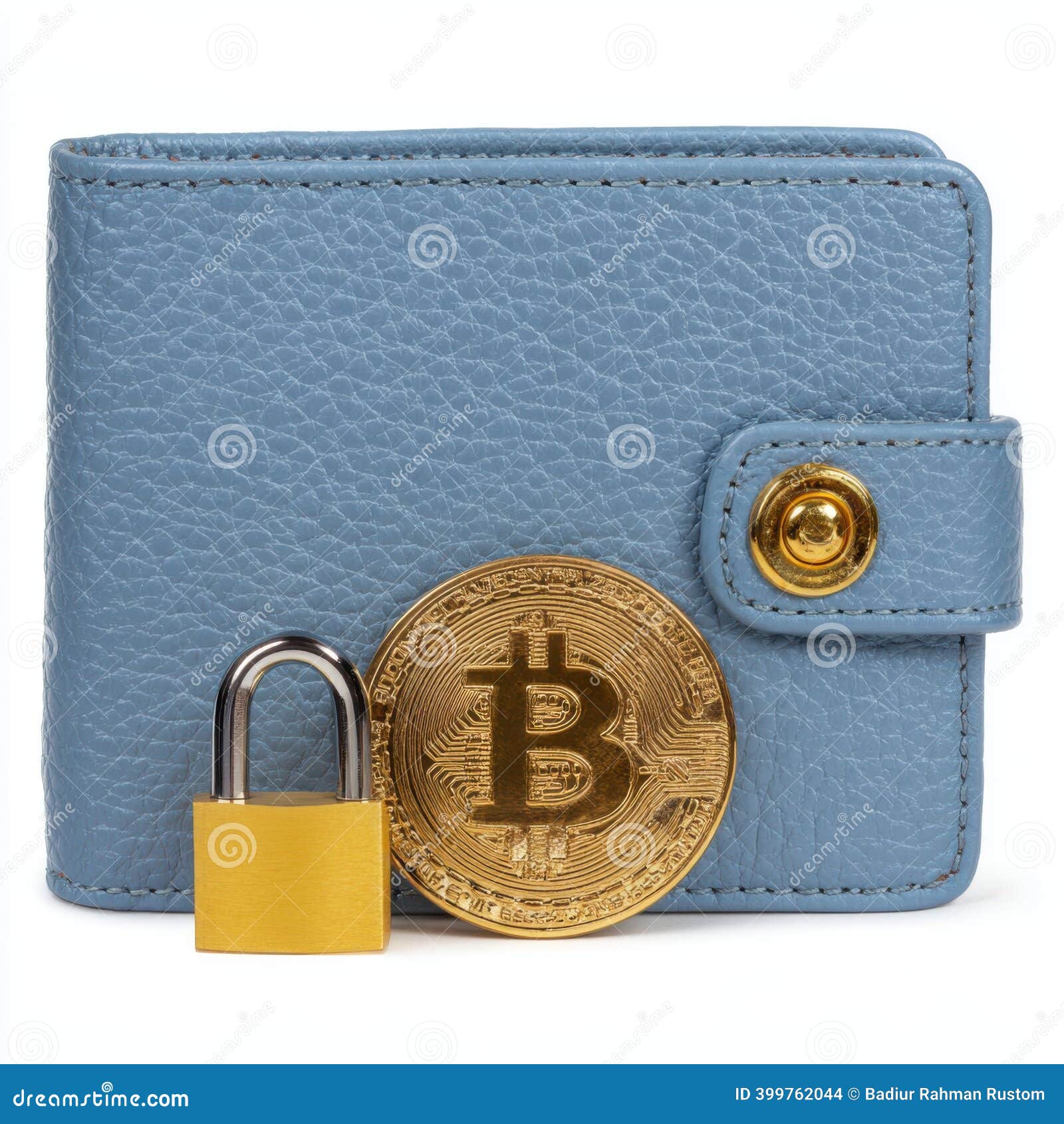 Secure Bitcoin Wallet with Padlock and Cryptocurrency Coin Stock  Illustration - Illustration of security, protection: 399762044