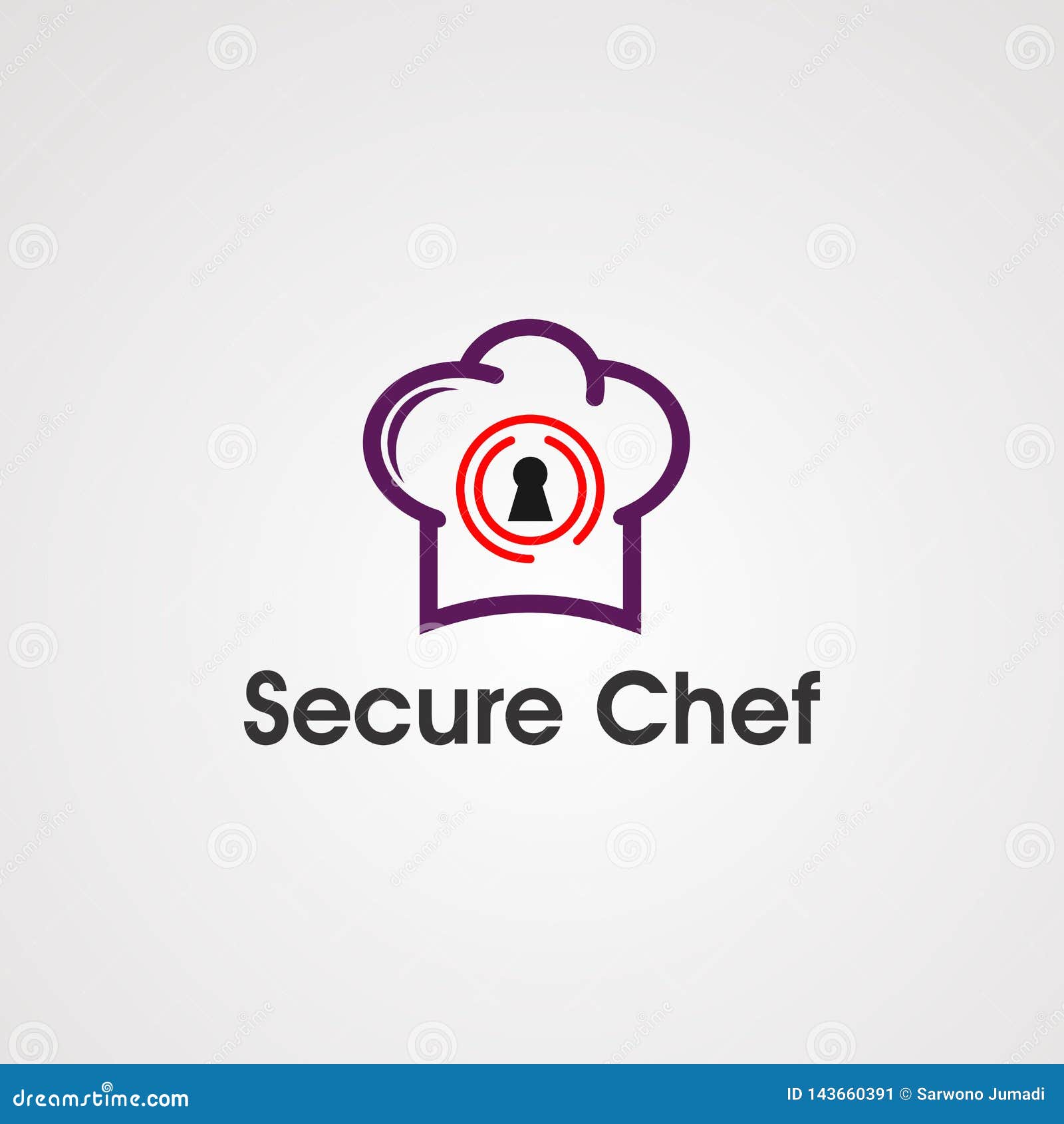 Secure Chef with Head Chef Logo Vector Concept, Icon, Element, and