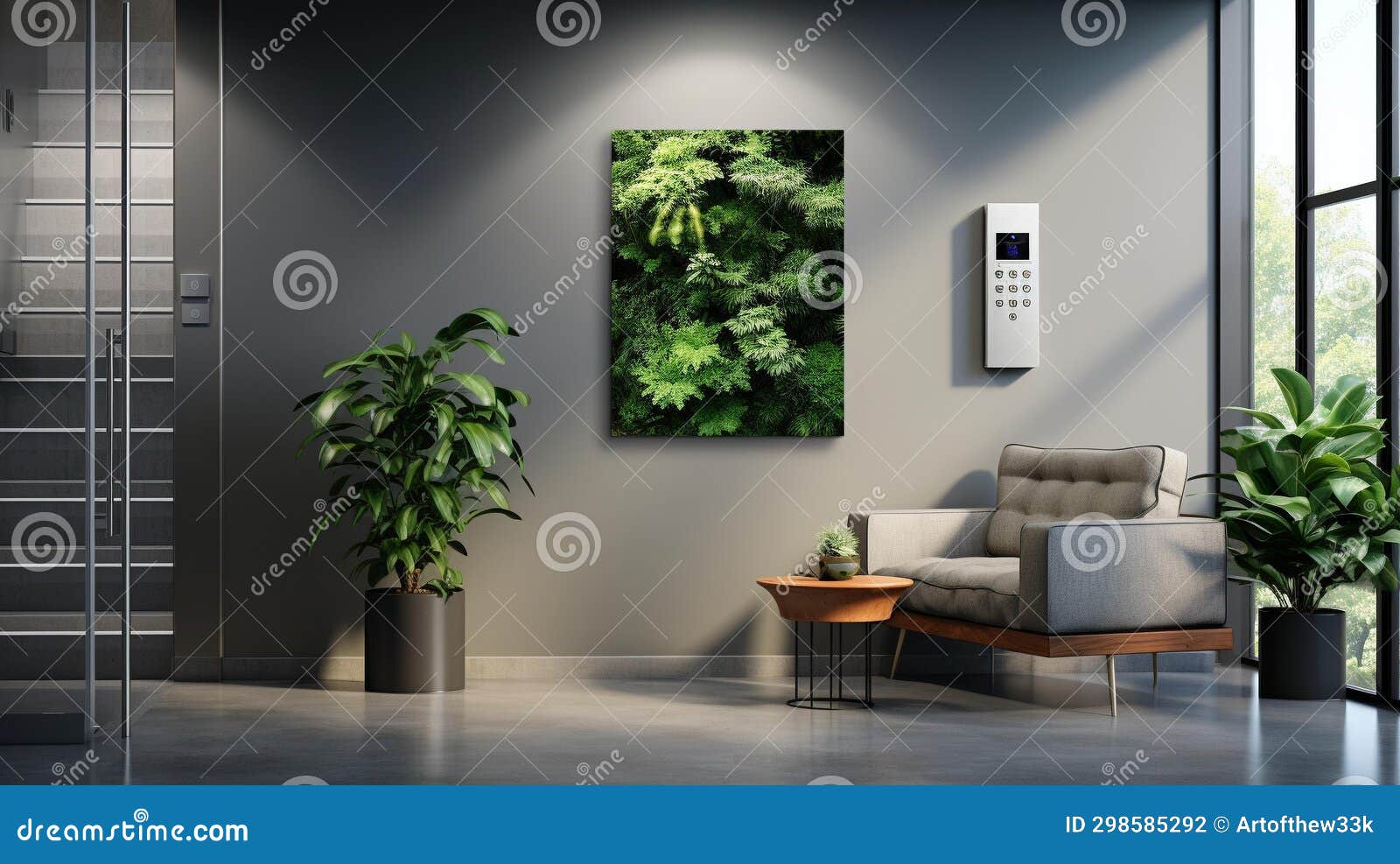 secure connection: digital lockpad on metal door in modern office corridor