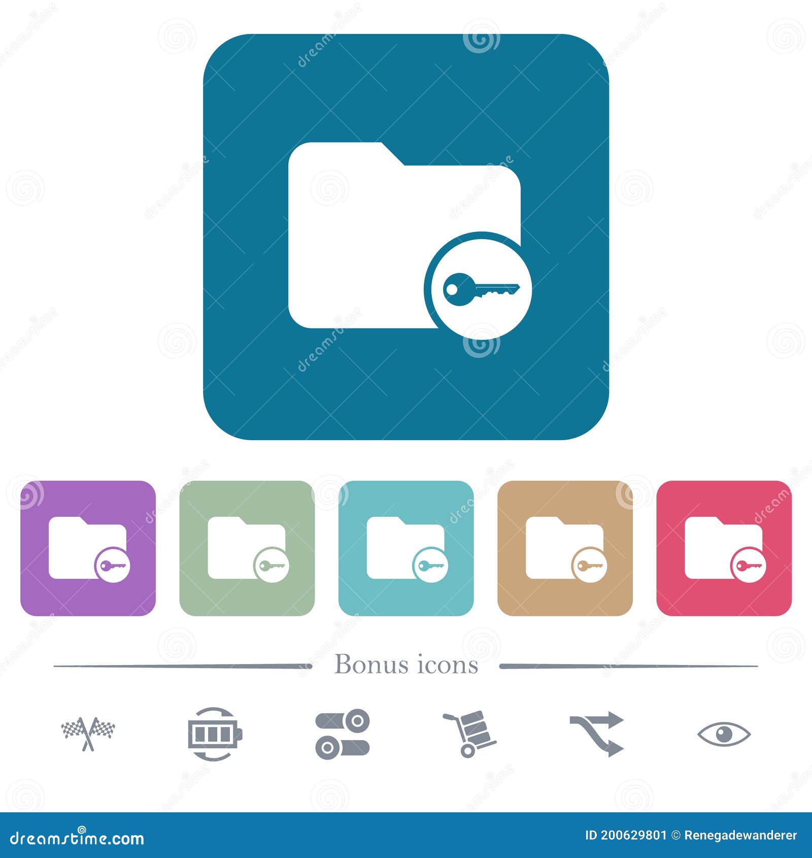 secure directory flat icons on color rounded square backgrounds