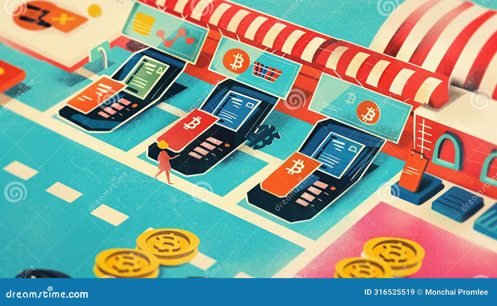 Secure E-commerce Platform Featuring Blockchain Technology, User Making  Cryptocurrency Payment on Digital Interface Stock Illustration -  Illustration of interface, consumer: 316525519