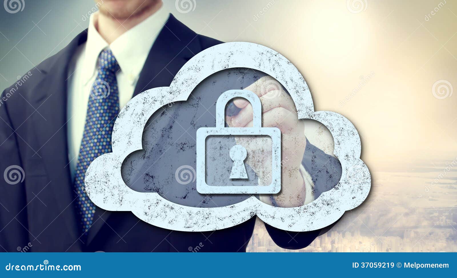 Secure Online Cloud Computing Concept Stock Image - Image of design
