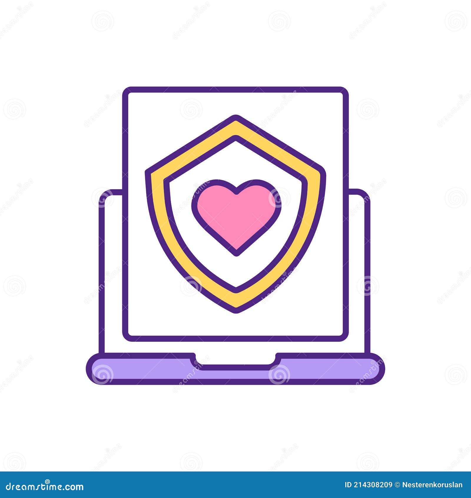secure online dating website rgb color icon security symbol heart shape computer safety proof sign single people finding 214308209