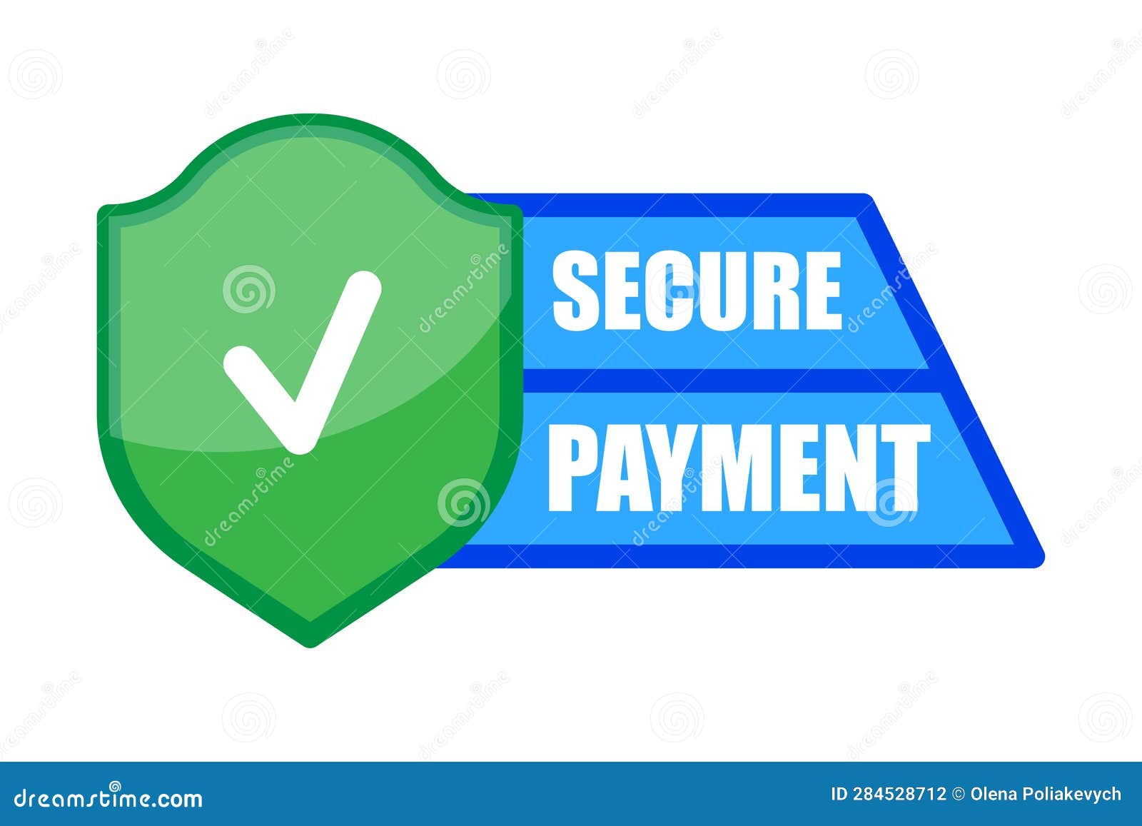 Secure Payment Shield with Tick Mark Icon. Vector Illustration. EPS 10