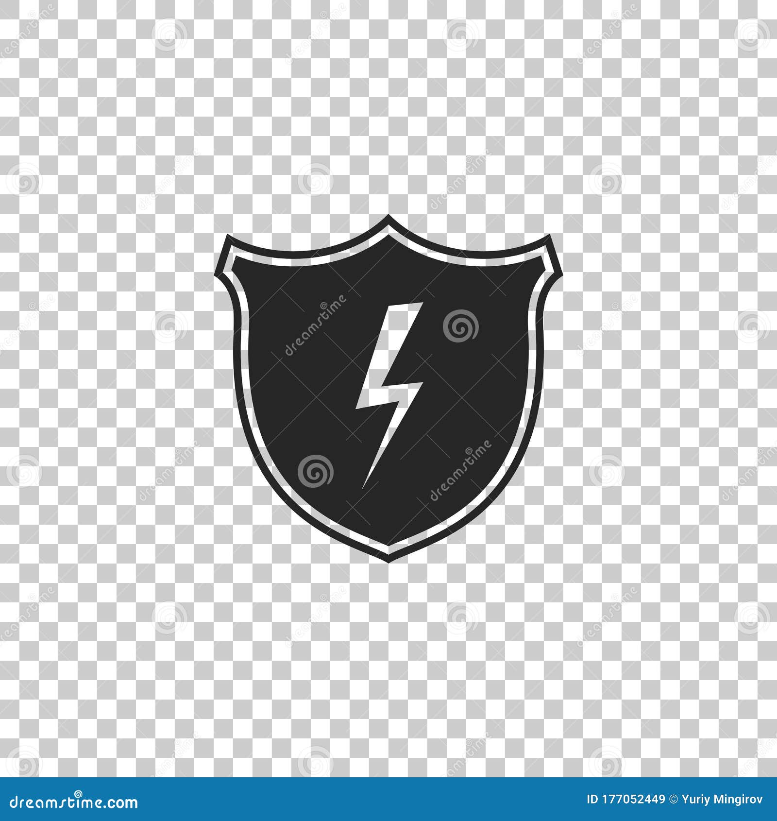 Secure Shield with Lightning Icon Isolated on Transparent Background