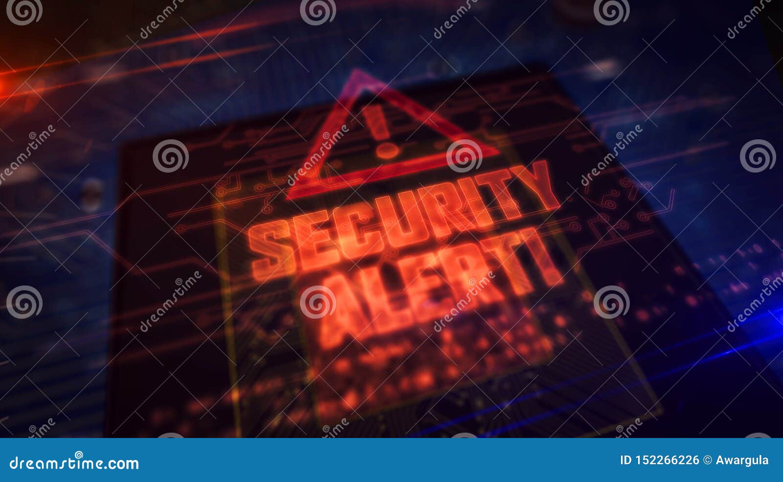 cpu on board with security alert hologram