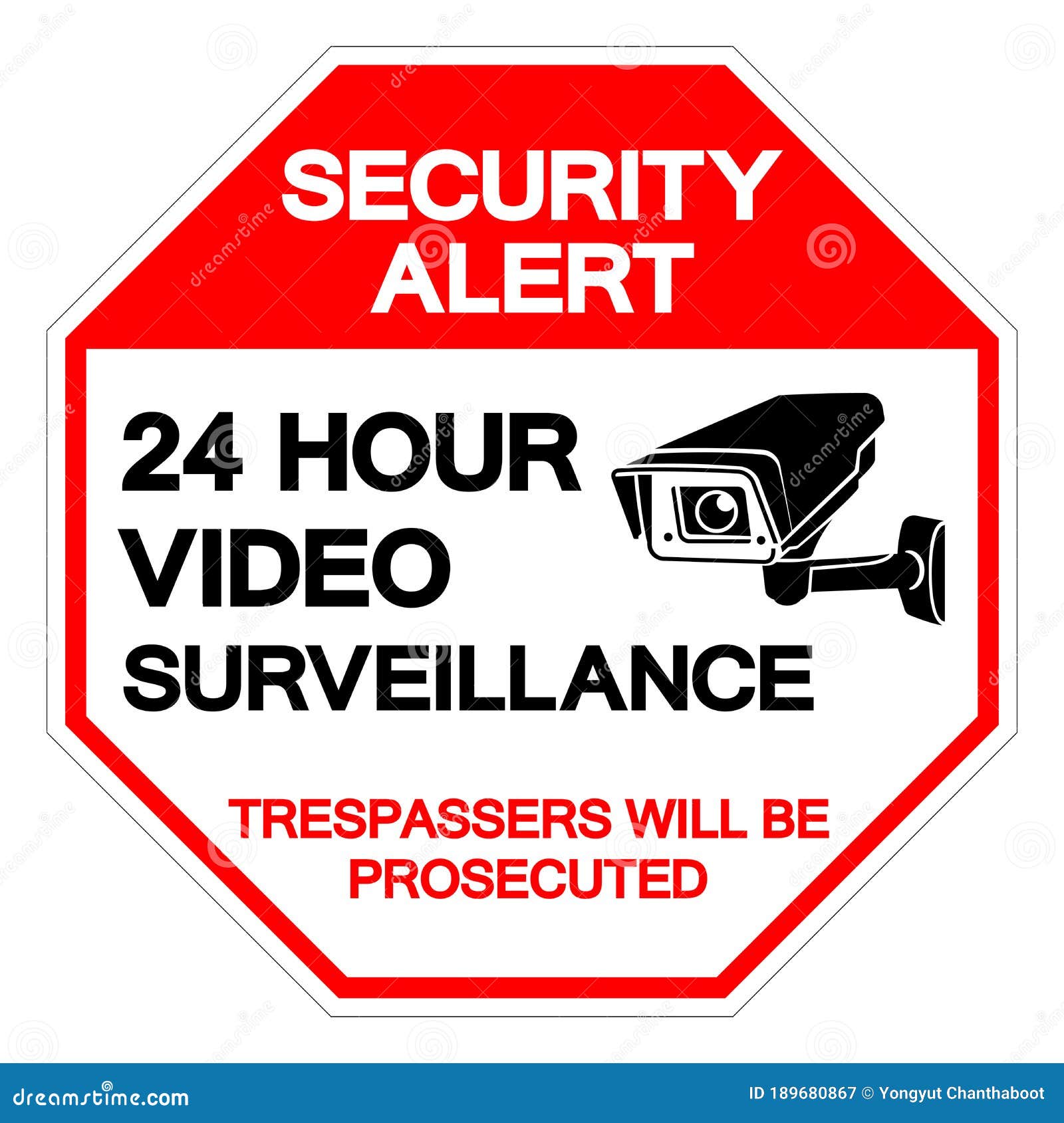 Security Alert 24 Hour Video Surveillance Symbol Sign, Vector ...