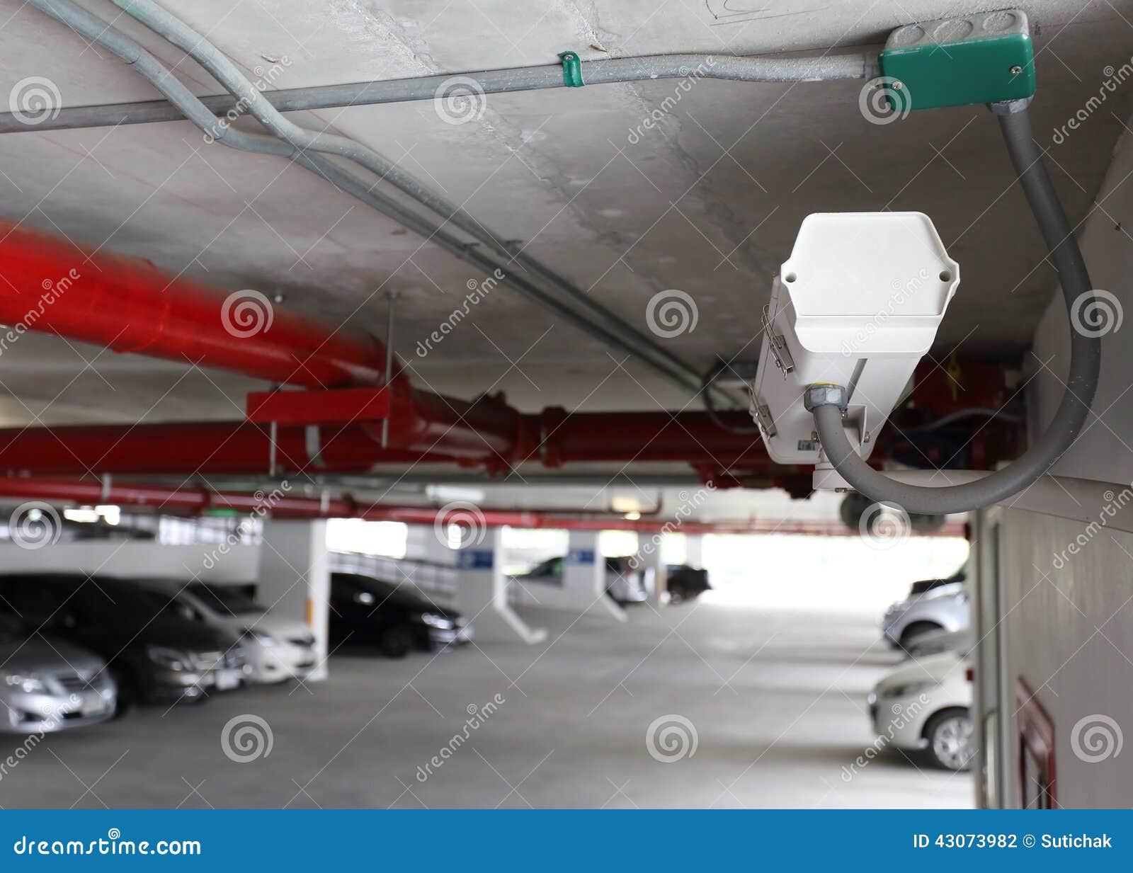 Security Camera in Car Parking Stock Photo Image of look, property