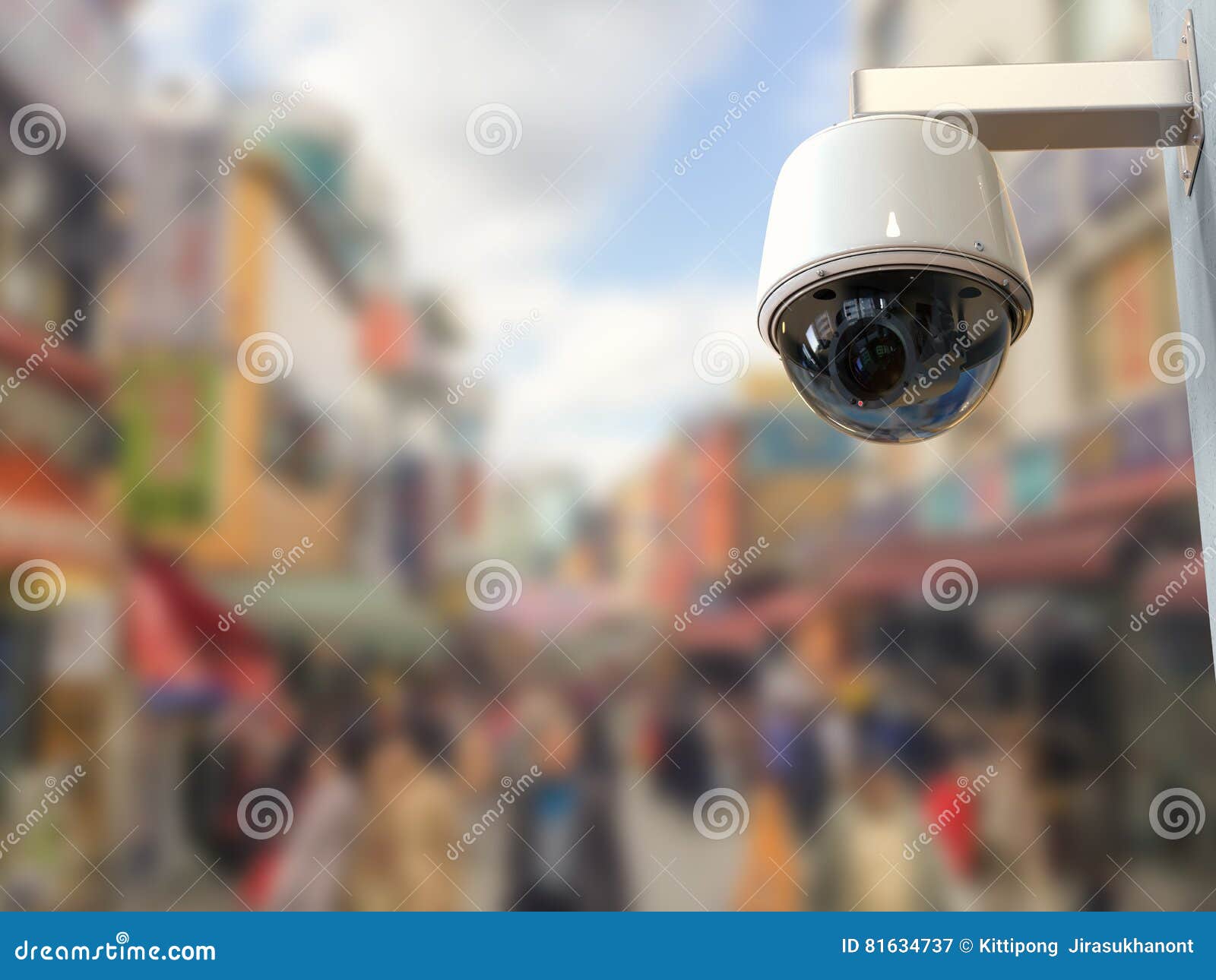 Security Camera or Cctv Camera with Cityscape Background Stock