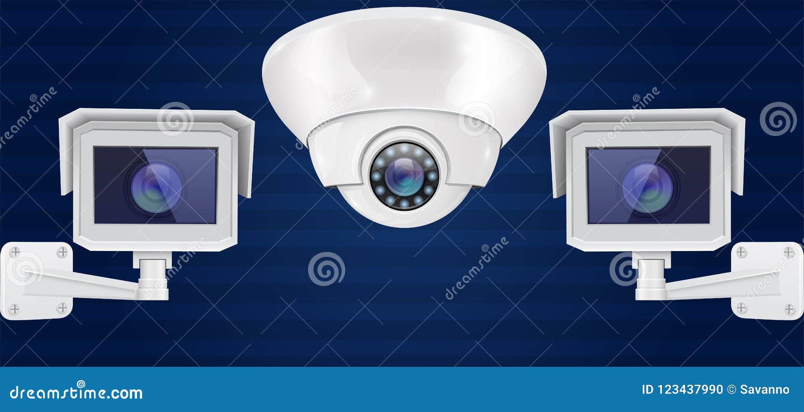 Security Camera Set. Wall and Ceiling Mount CCTV Surveillance System on