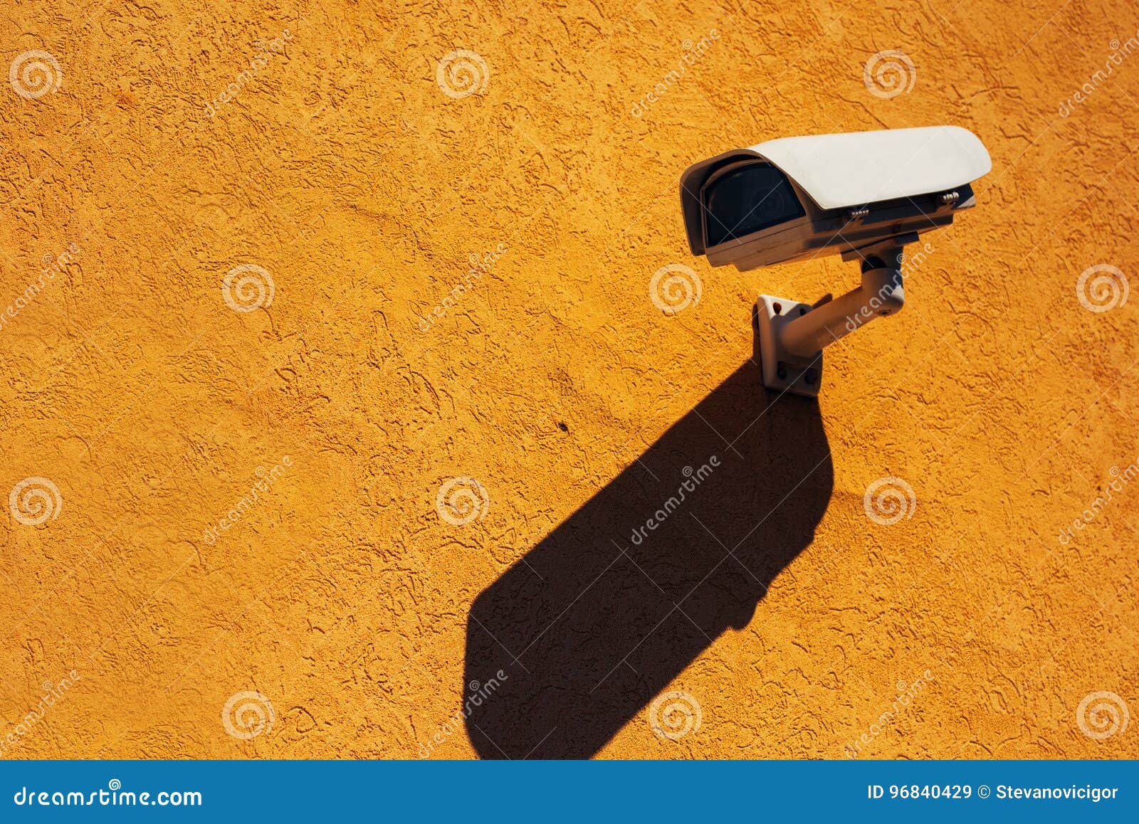 Security Camera on Yellow Wall Stock Image Image of observe, private 96840429