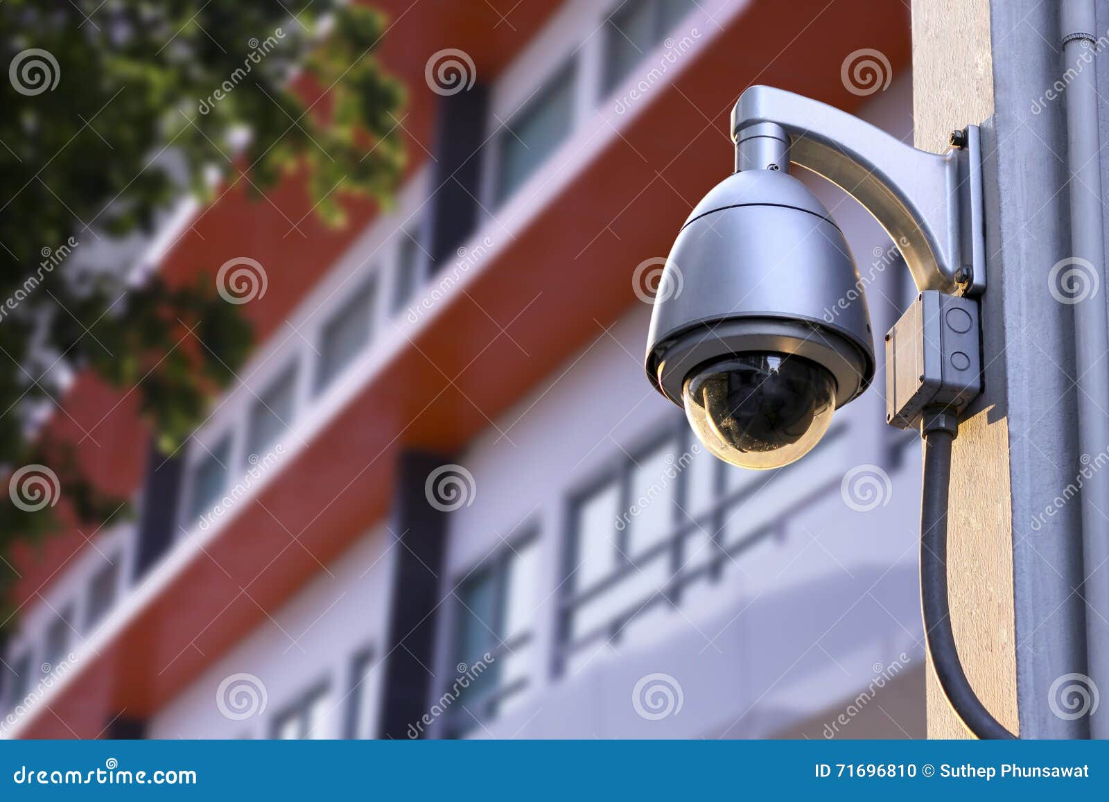 Security CCTV camera stock photo. Image of helmet, install 71696810
