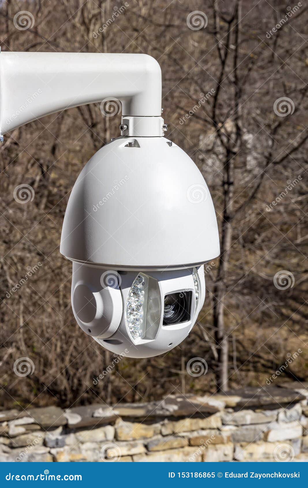 A Security Cctv Camera Outside At The Backyard Stock Image Image Of Private Closeup 153186865