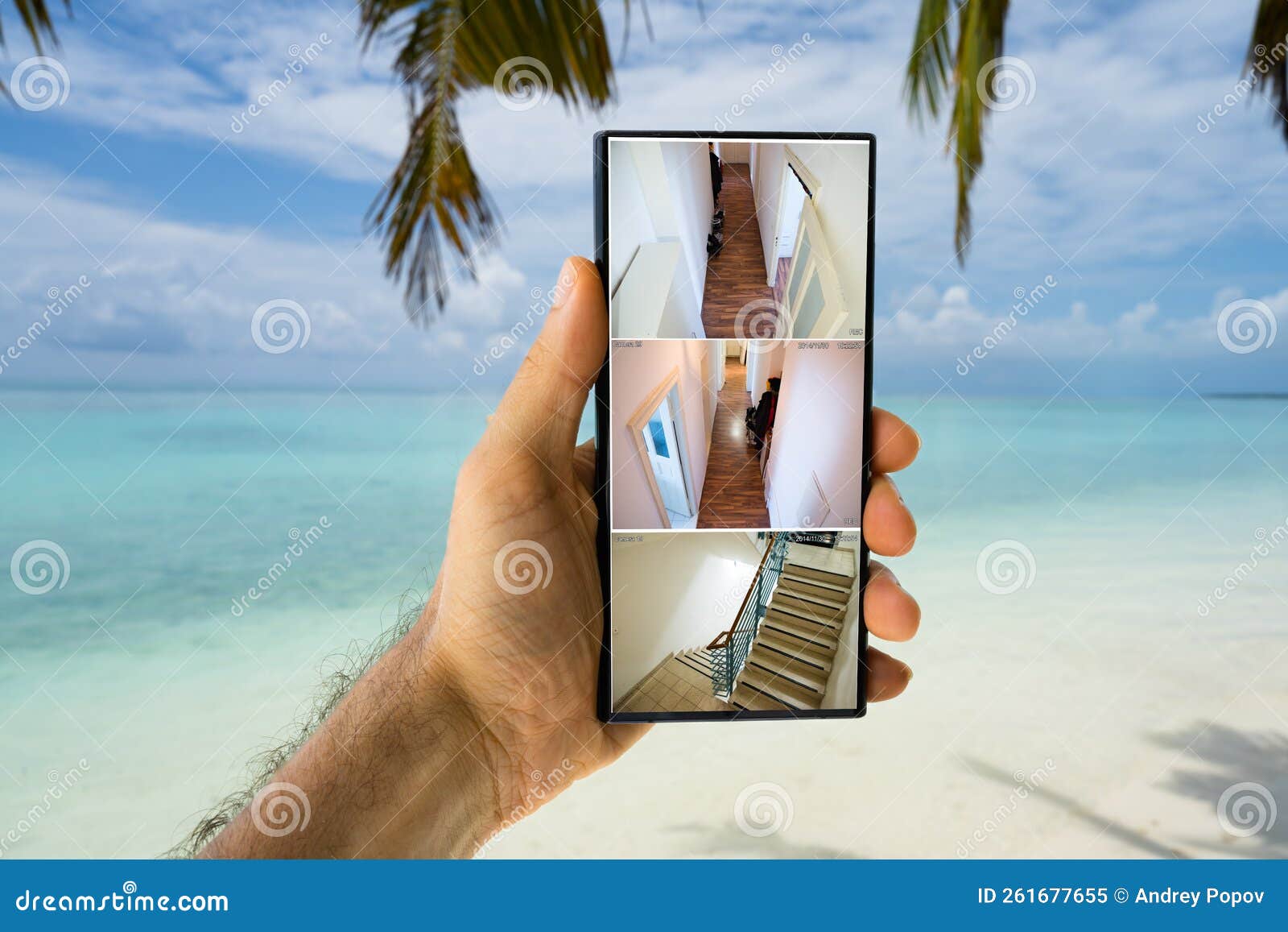 Security CCTV Cameras on Beach Stock Image - Image of perspective 