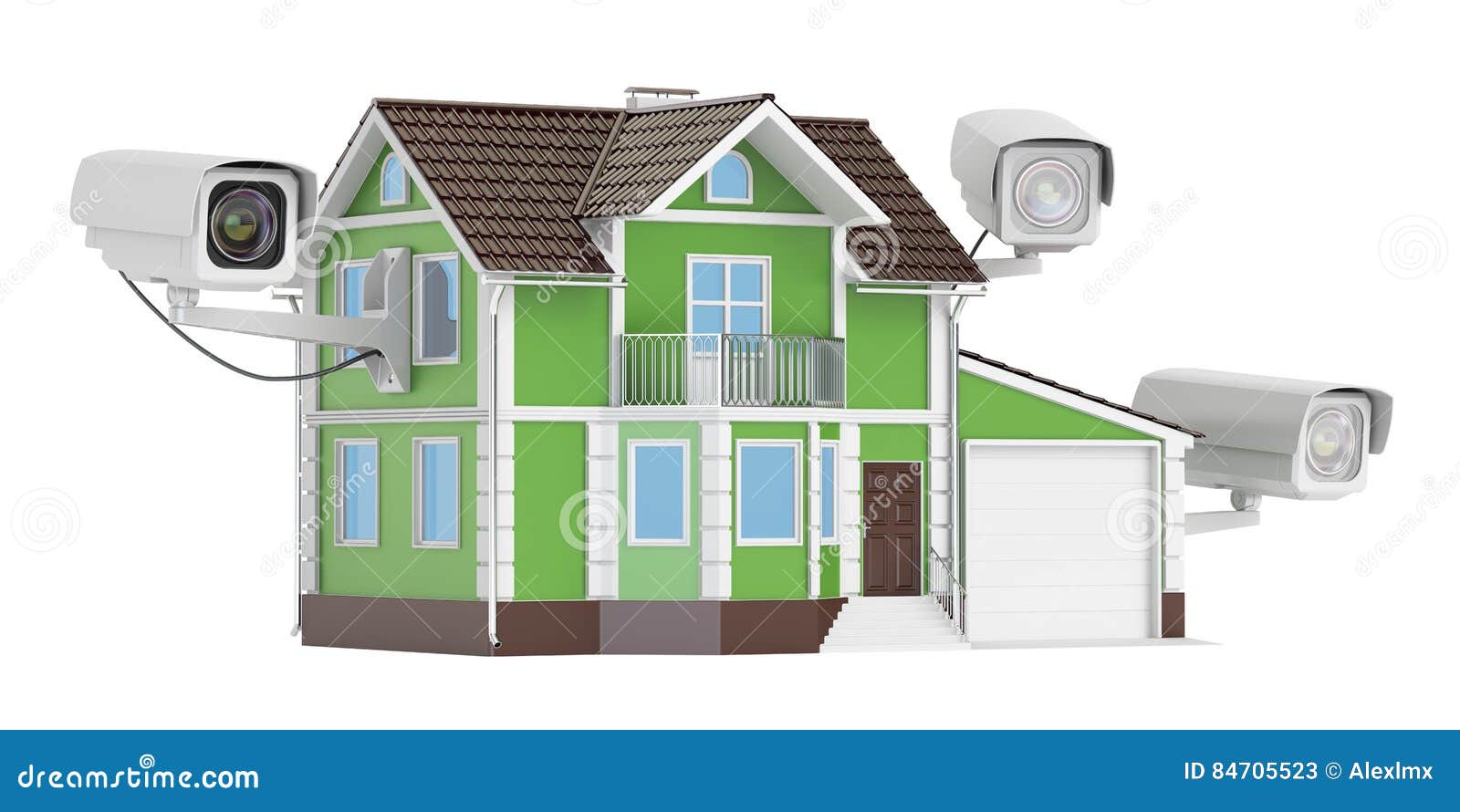 security cctv cameras on the house, 3d rendering