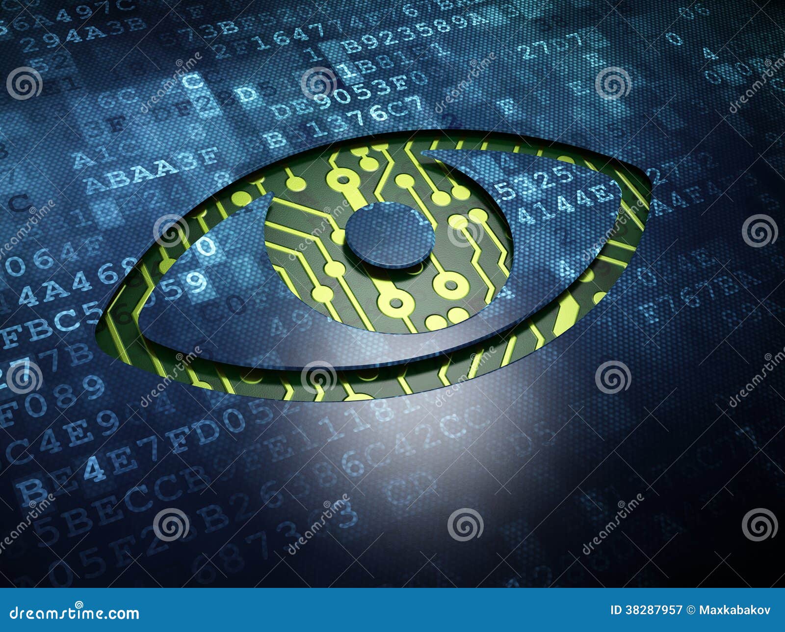 Security Concept: Eye On Digital Screen Background Royalty Free Stock 