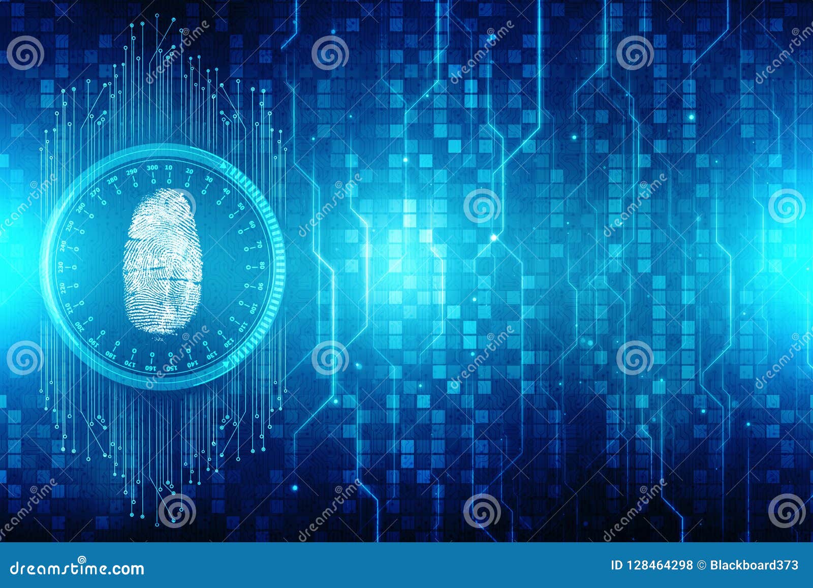 security concept: fingerprint scanning on digital screen. 2d 