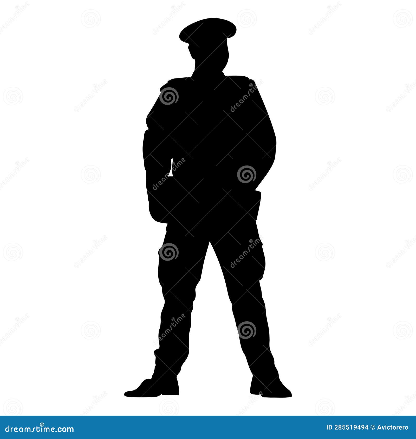 Security guard silhouette stock vector. Illustration of occupation