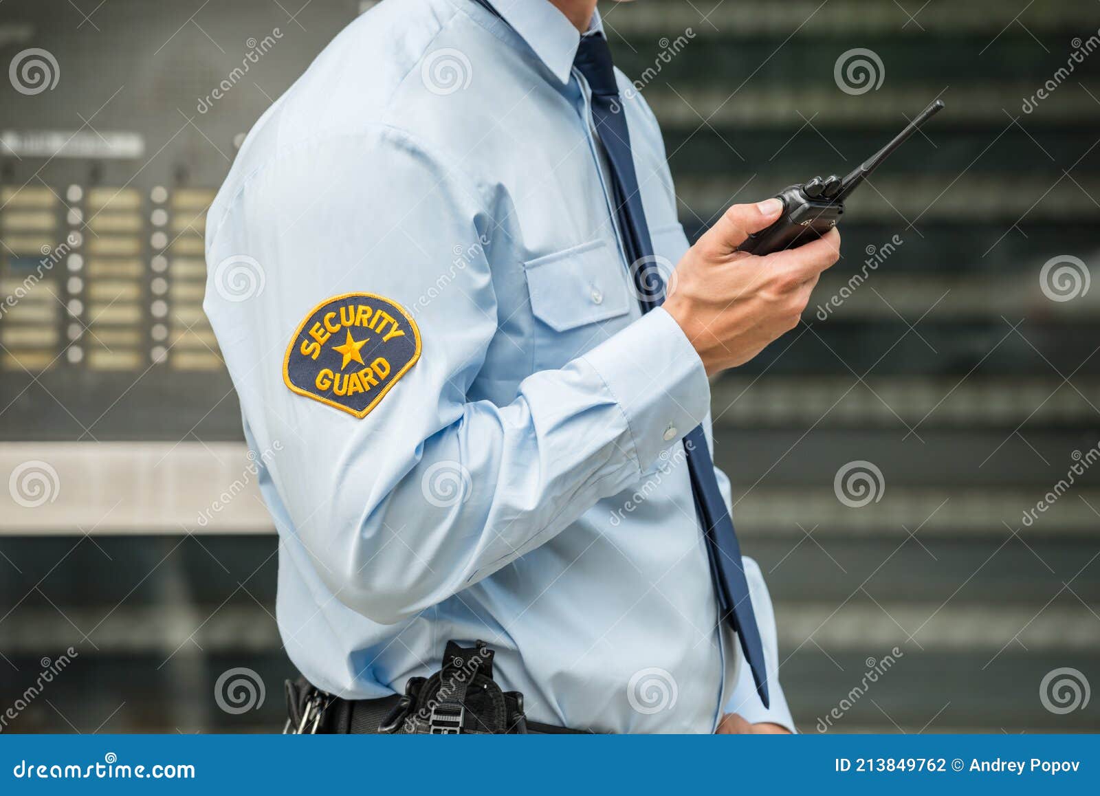 Security Guard Using Walkie talkie Stock Photo Image of chatting