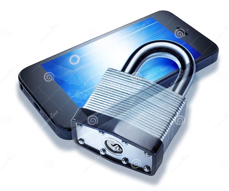 Security Locked Cell Phone Lock Stock Illustration Illustration of
